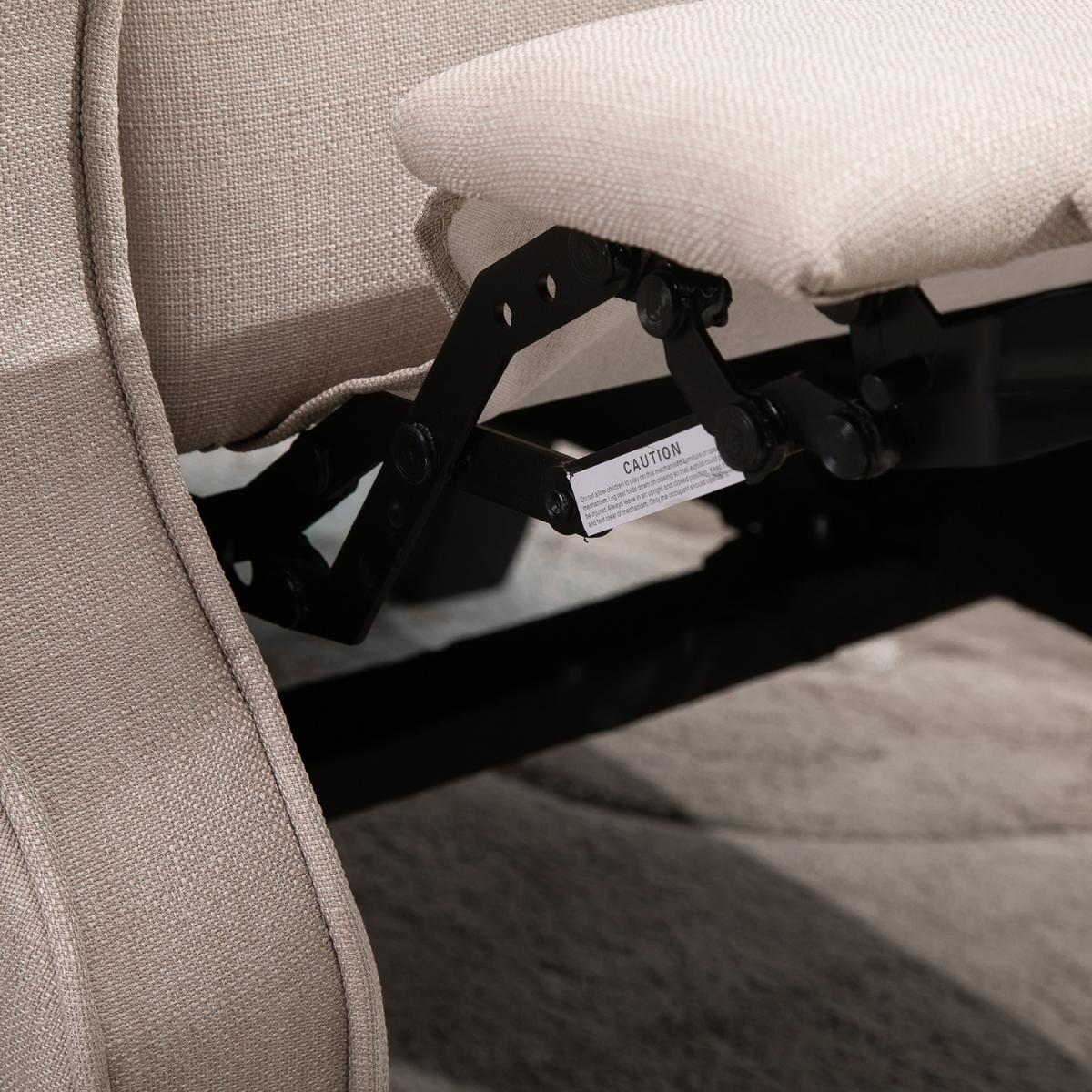 Heated Massage Reclining Armchair with Footrest - Beige – image 7