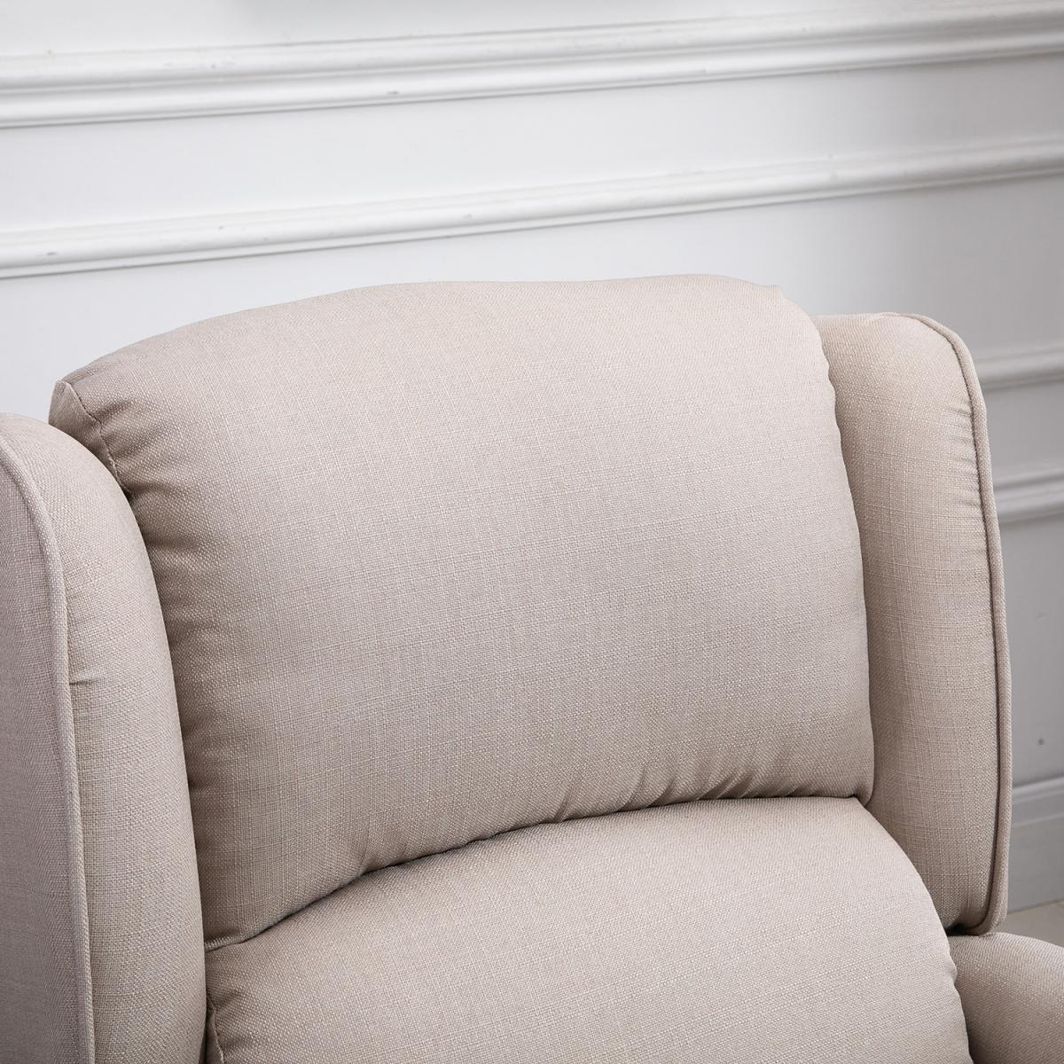 Heated Massage Reclining Armchair with Footrest - Beige – image 8