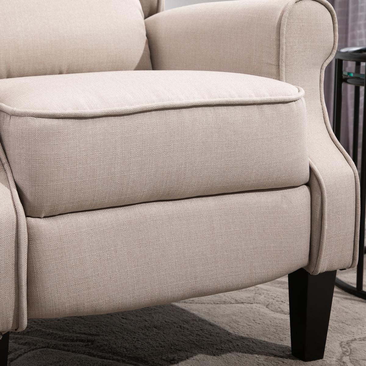 Heated Massage Reclining Armchair with Footrest - Beige – image 9