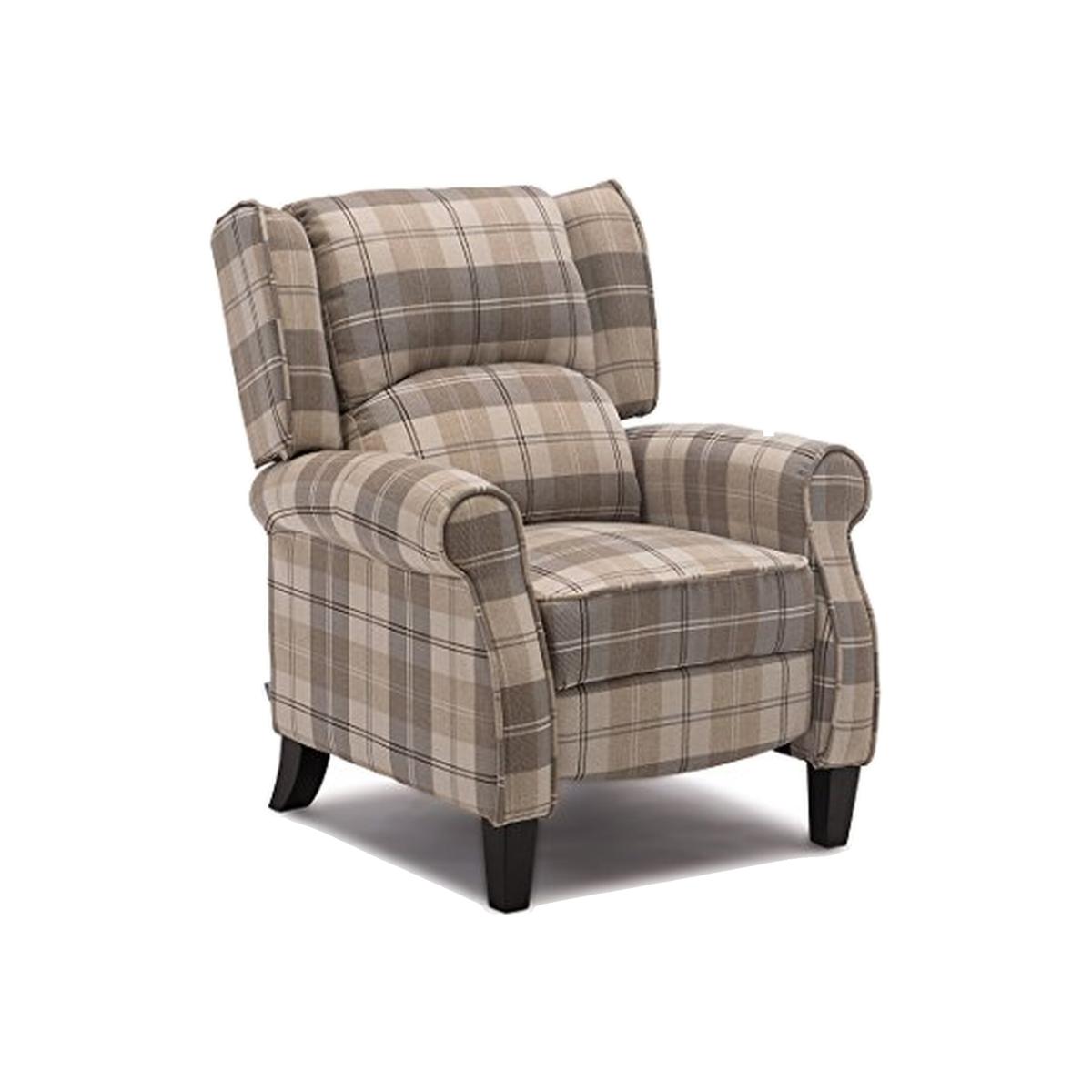 Eaton Wing Back Fireside Check Fabric Recliner Armchair - Beige / Full Colour – image 1