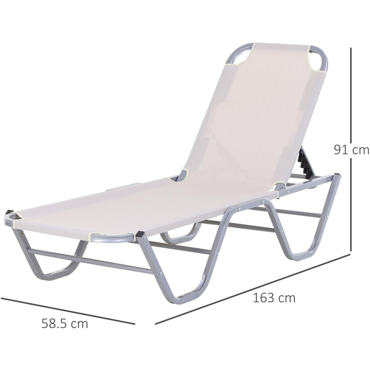 Sun Lounger Adjustable Relaxer Recliner - Cream White – image 2