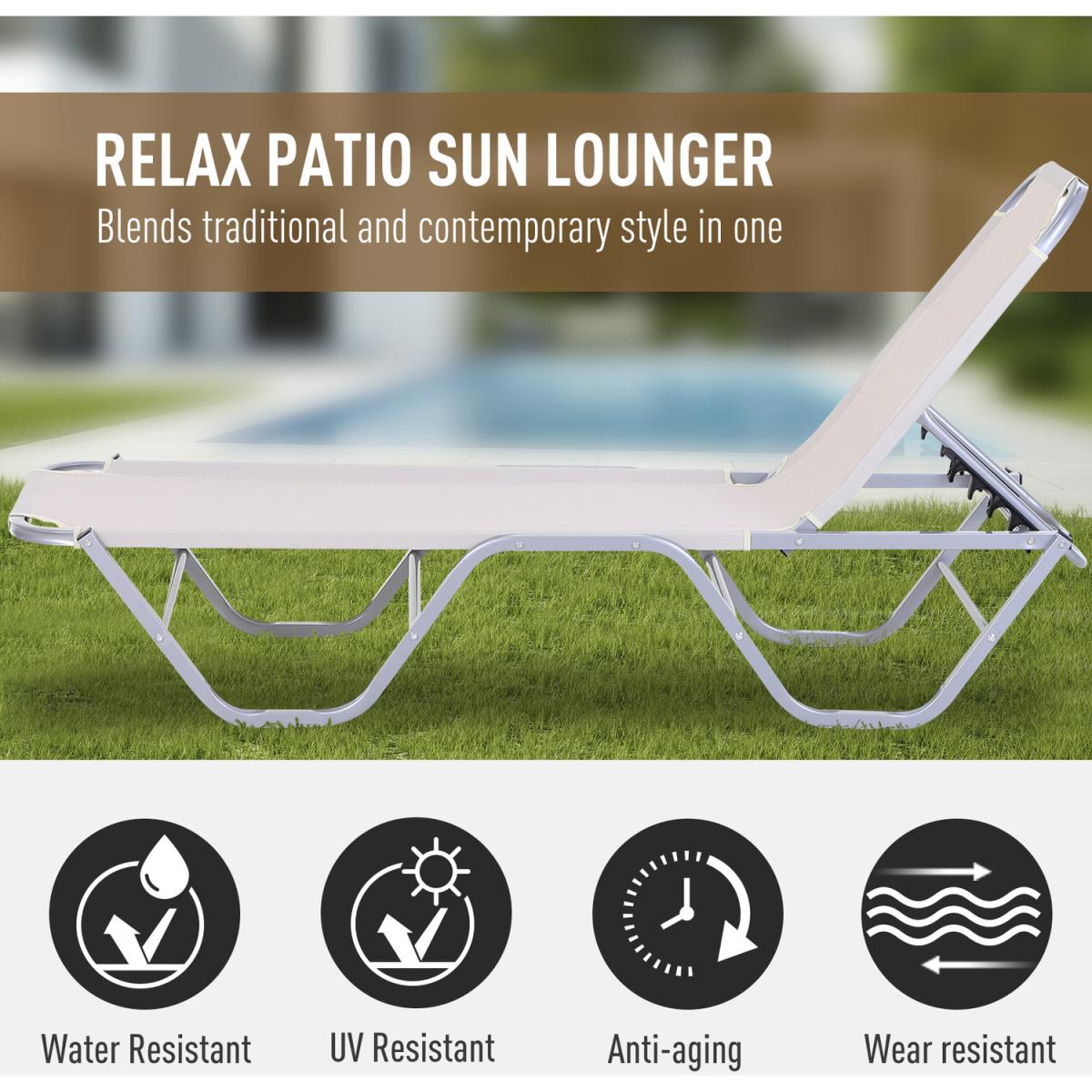 Sun Lounger Adjustable Relaxer Recliner - Cream White – image 4