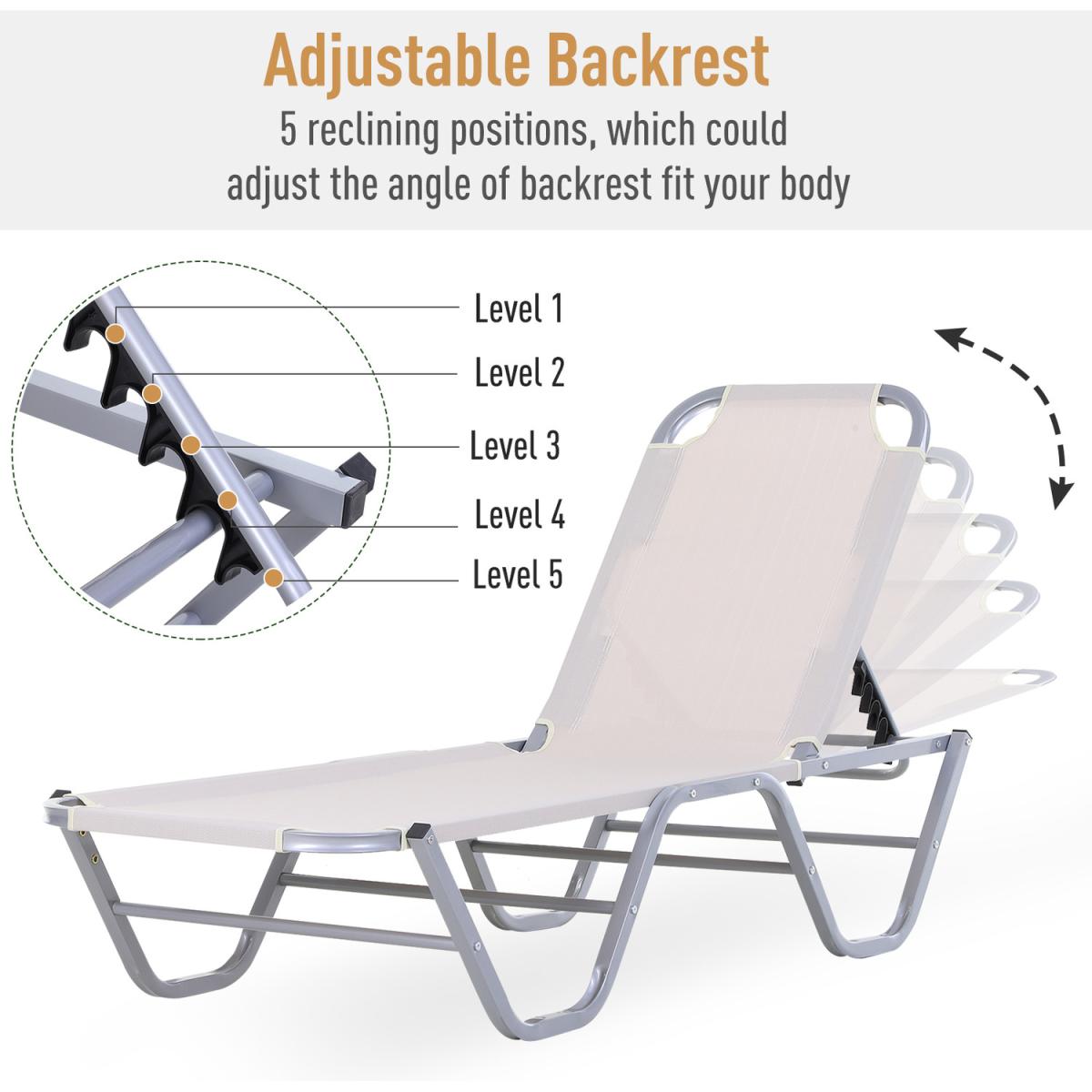 Sun Lounger Adjustable Relaxer Recliner - Cream White – image 5