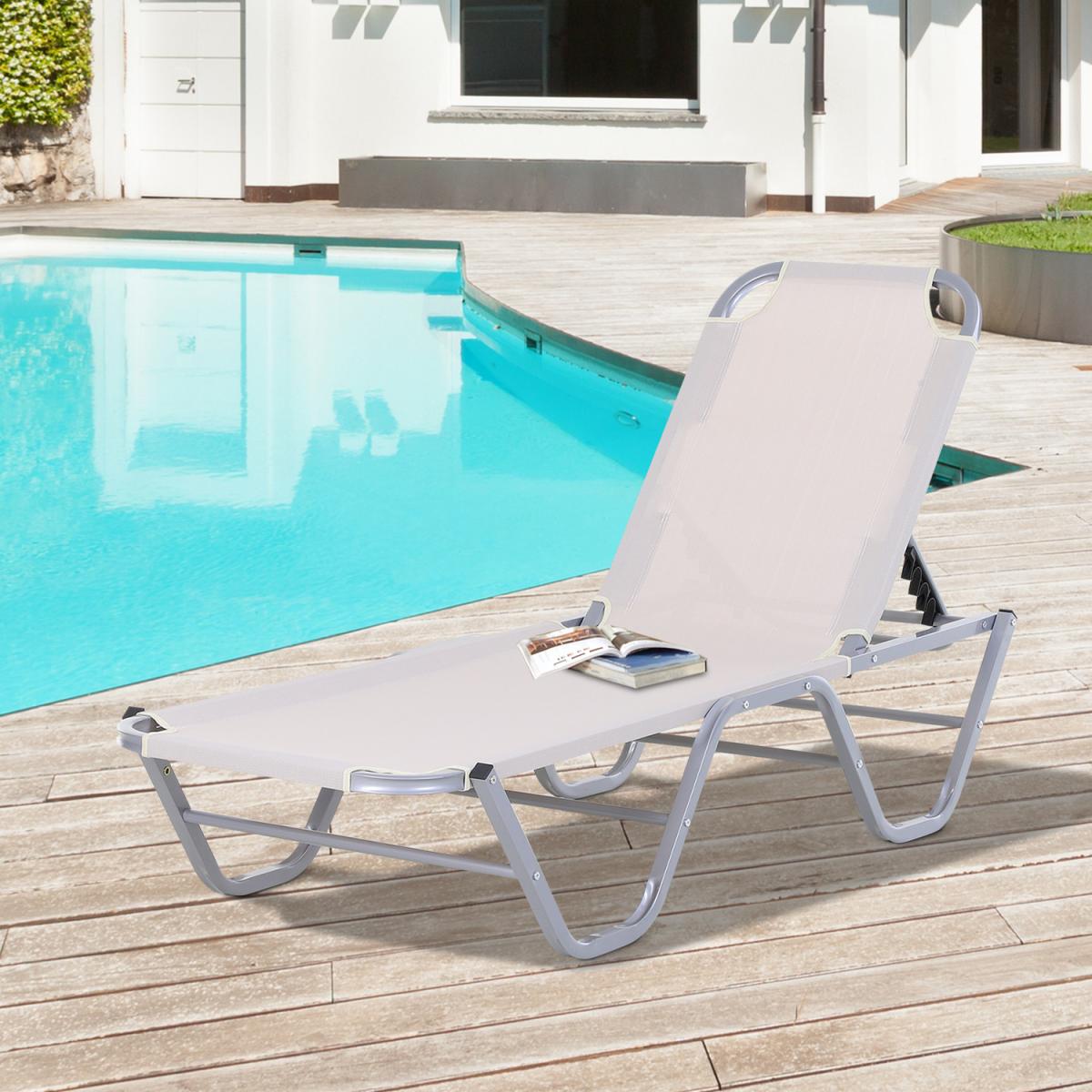 Sun Lounger Adjustable Relaxer Recliner - Cream White – image 1