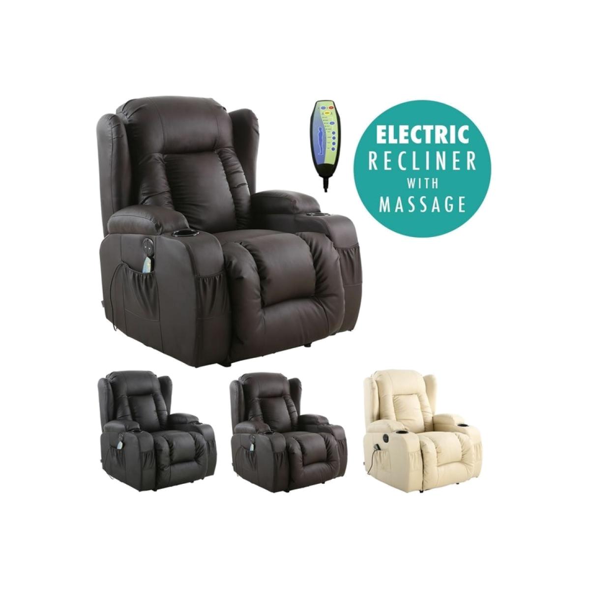 ROMULUS Electric Leather Heated Recliner Armchair - Black