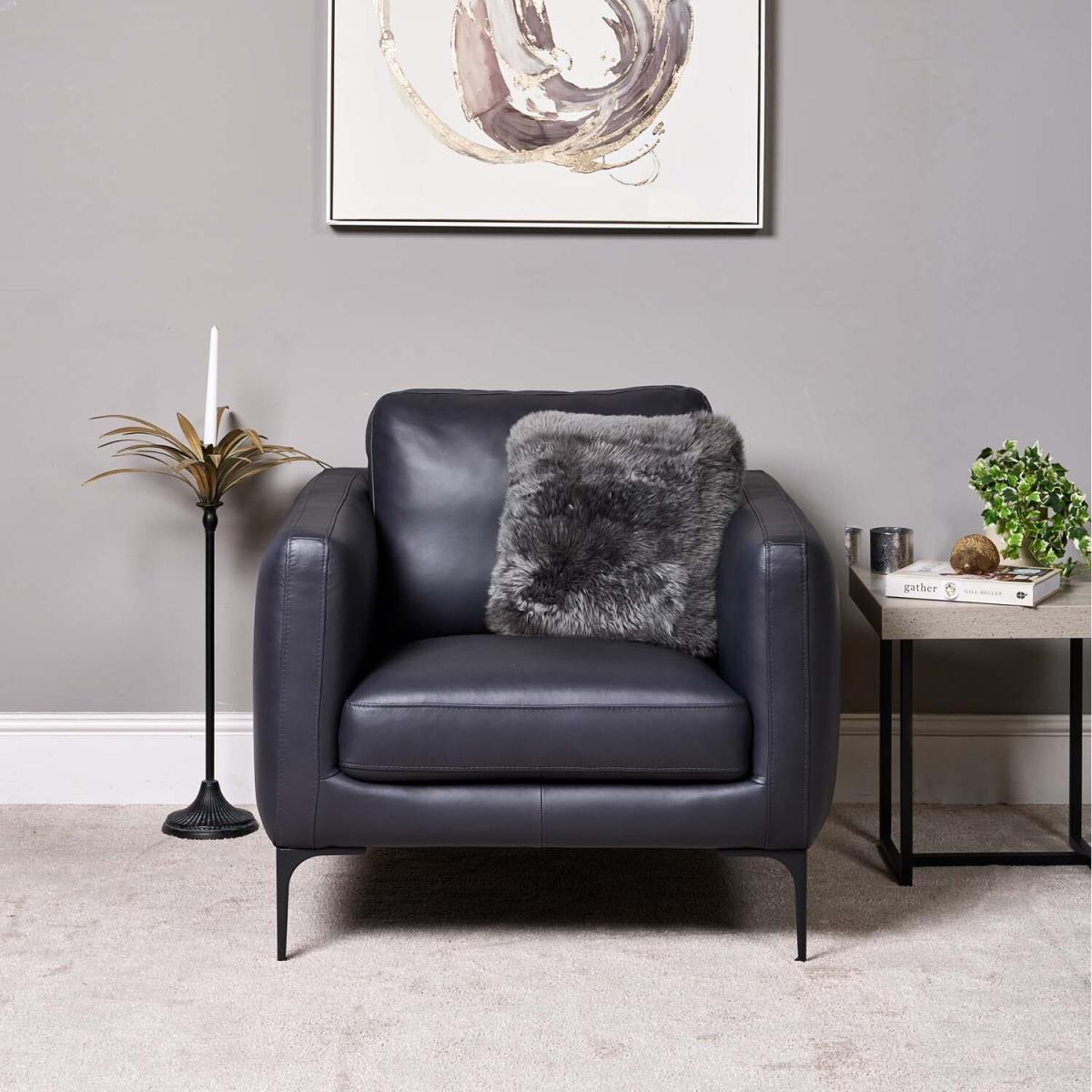 Carnaby Leather Armchair - Dark Blue Grey - Blue Grey – image 3