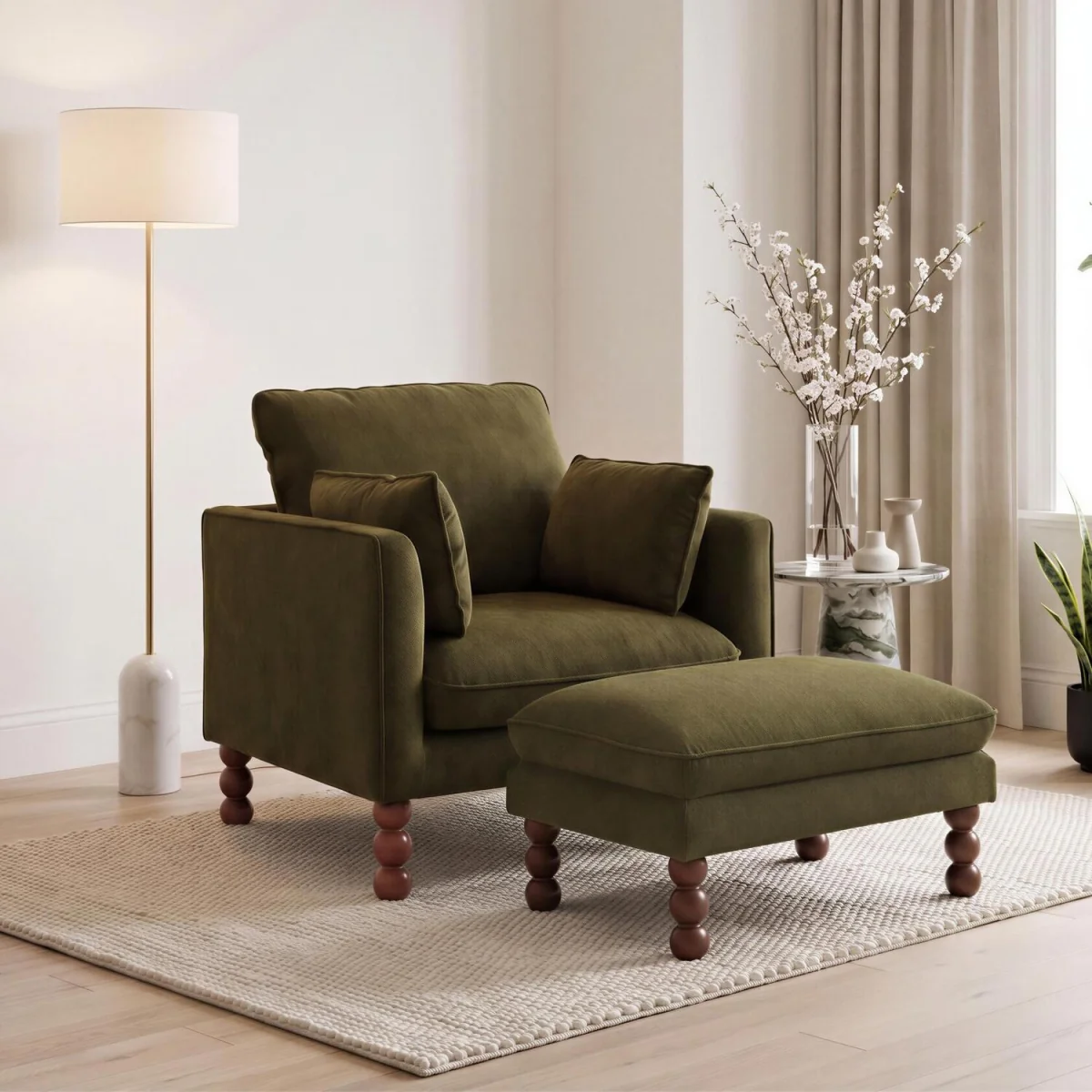 Monroe Chenille Fabric Armchair - Green – image 6