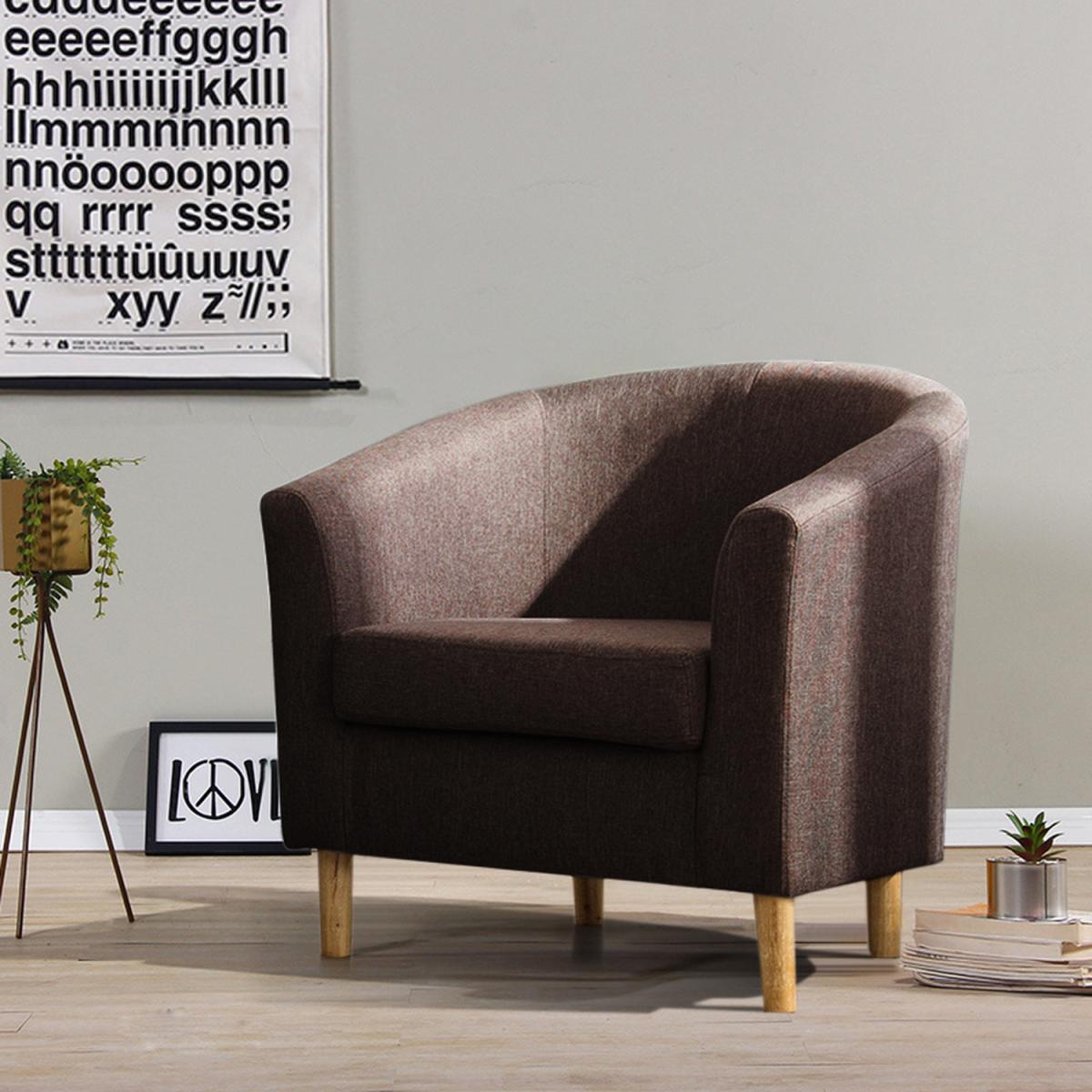 Fabric Linen Tub Chair Armchair - Black – image 7