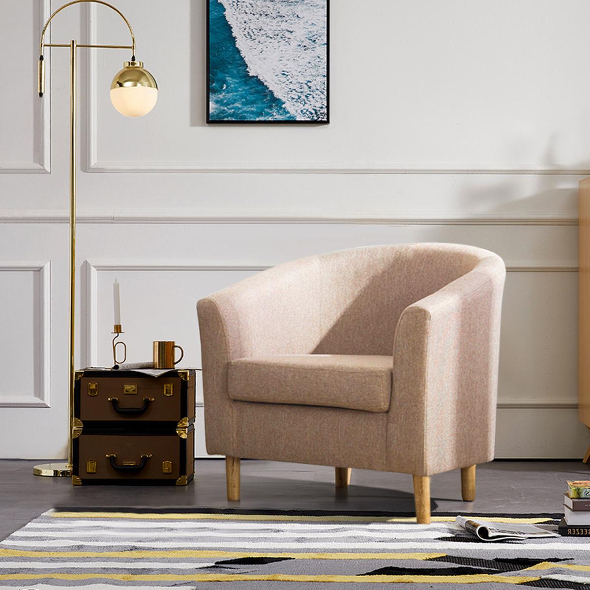 Fabric Linen Tub Chair Armchair - Black – image 8
