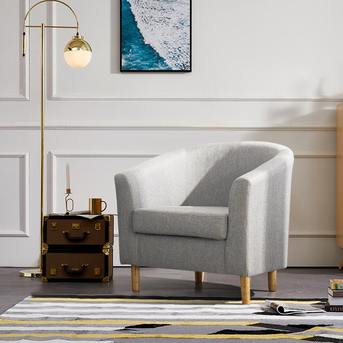 Fabric Linen Tub Chair Armchair - Black – image 9