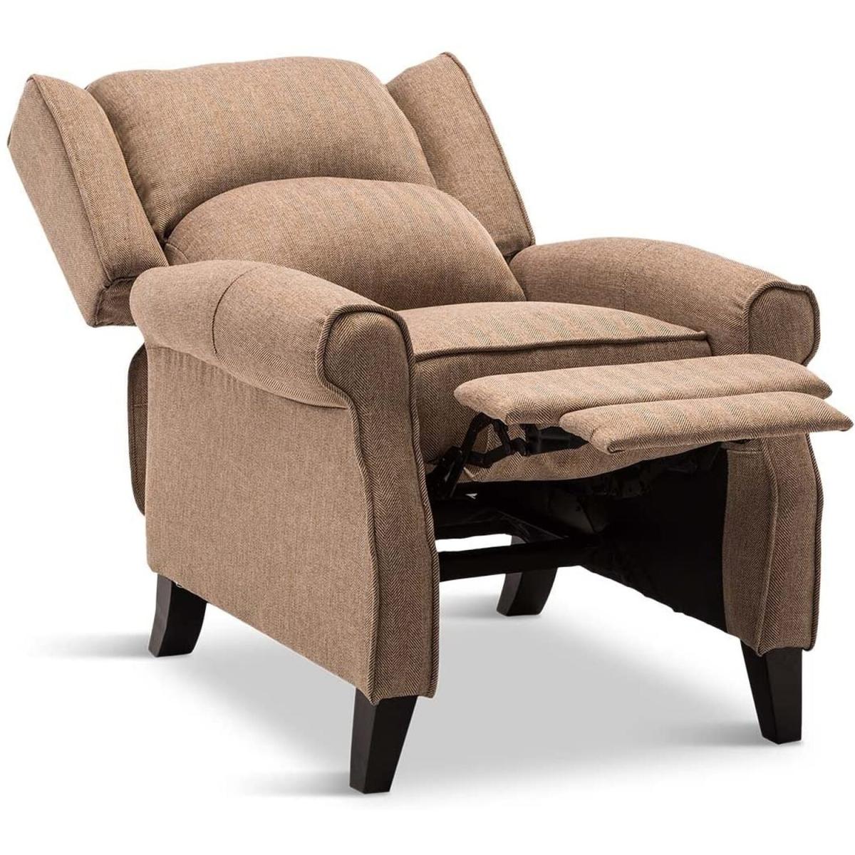 Eaton Wing Back Fireside Check Fabric Recliner Armchair - Herringbone Beige – image 2