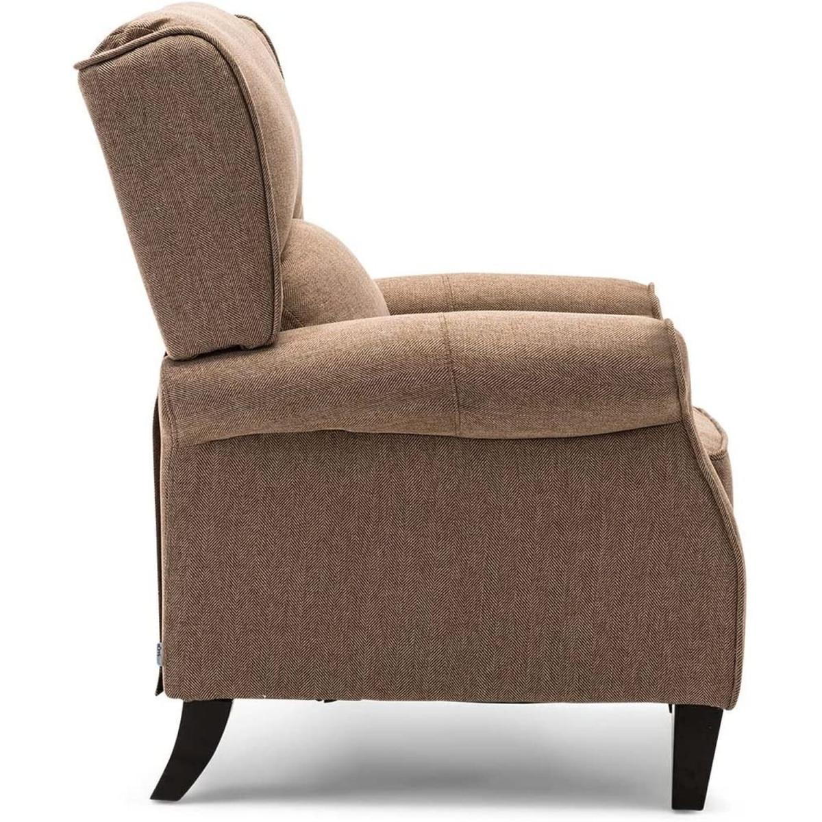 Eaton Wing Back Fireside Check Fabric Recliner Armchair - Herringbone Beige – image 3