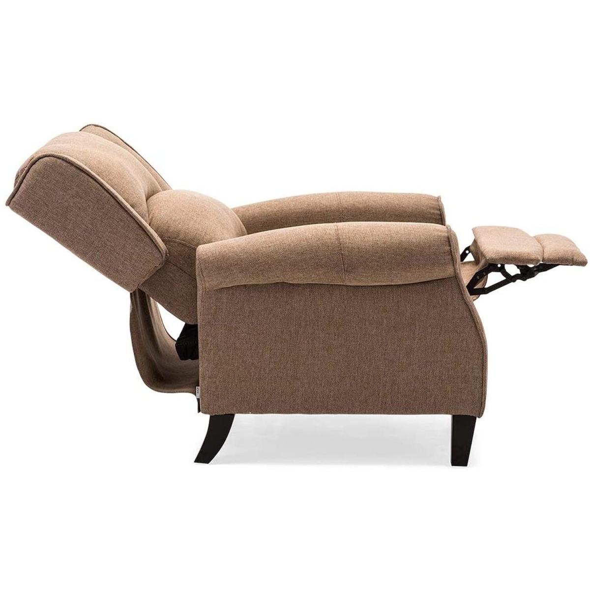 Eaton Wing Back Fireside Check Fabric Recliner Armchair - Herringbone Beige – image 4