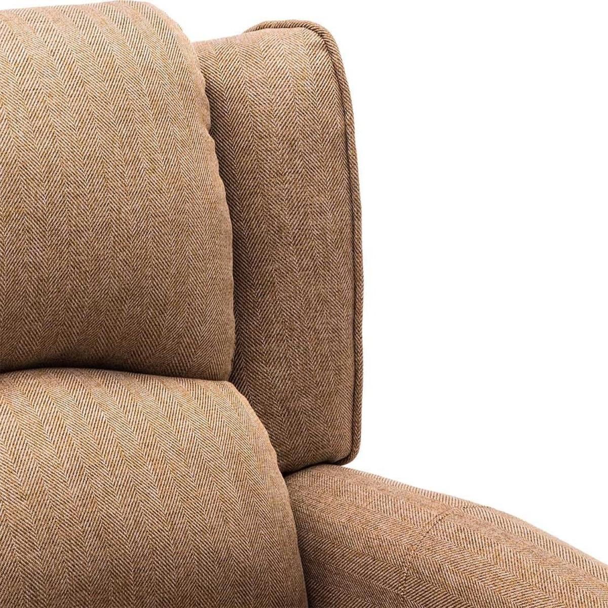 Eaton Wing Back Fireside Check Fabric Recliner Armchair - Herringbone Beige – image 6