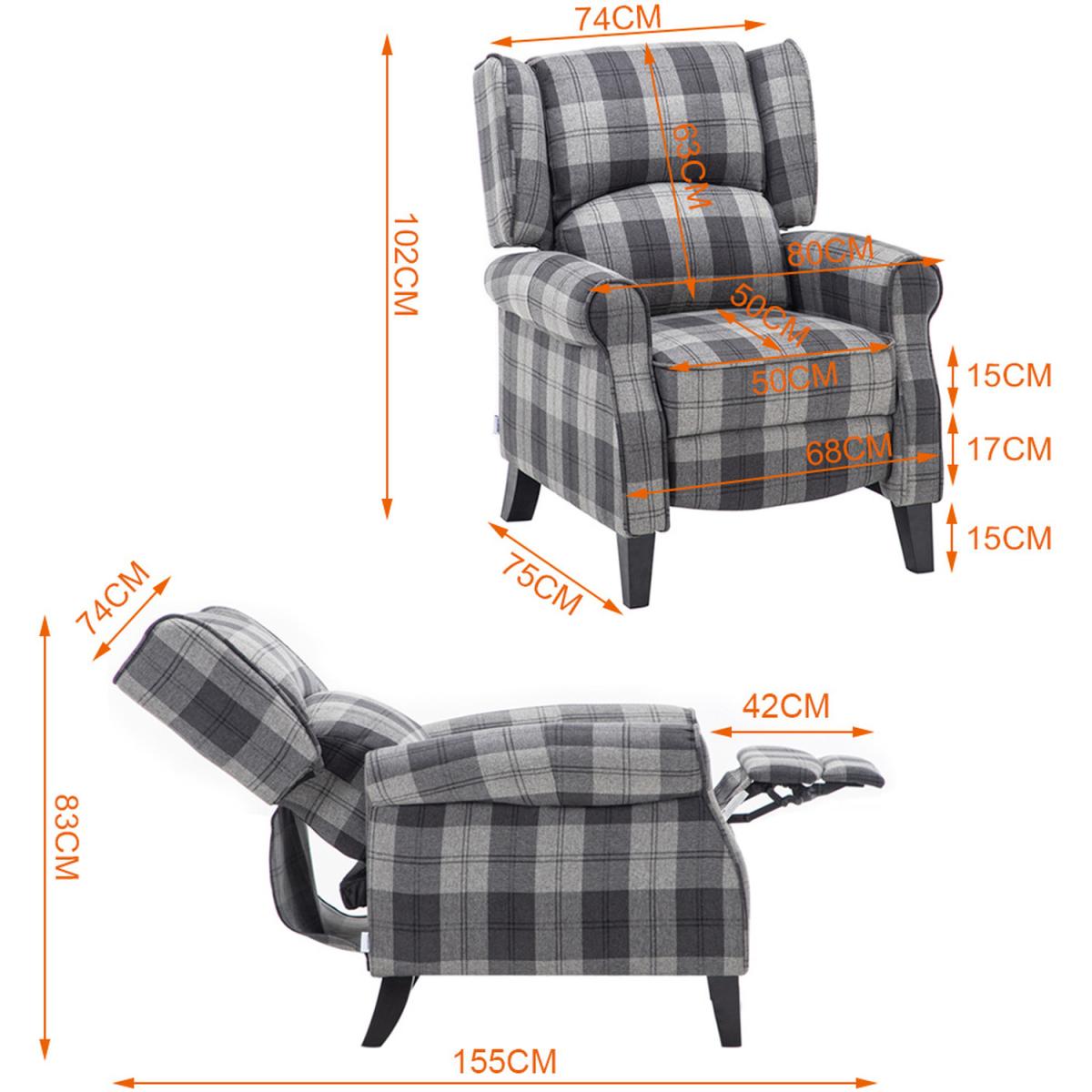 Fabric Recliner Armchair Grey Mix - Grey – image 6