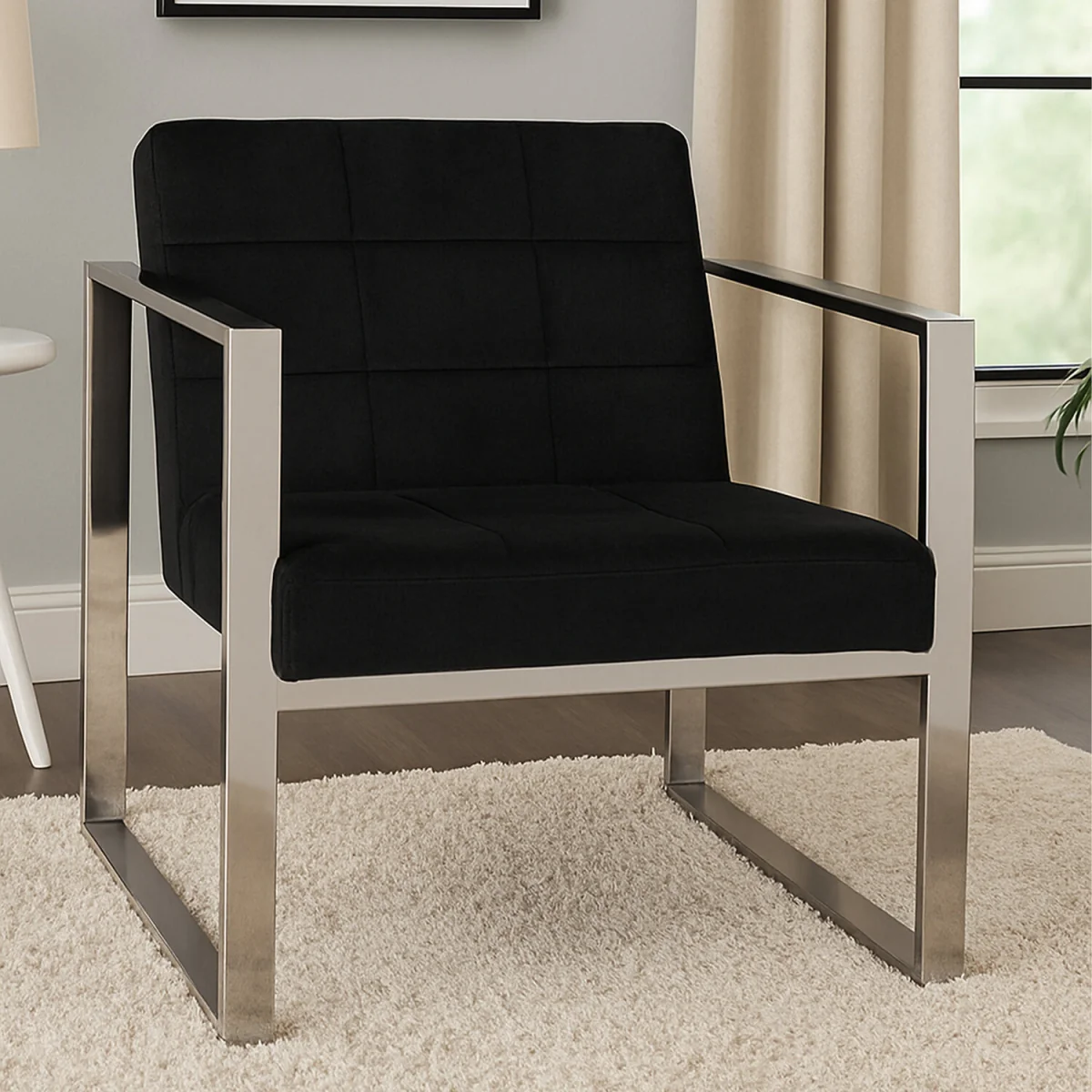 Orsina Vogue Black Velvet Lounge Chair - Black – image 1