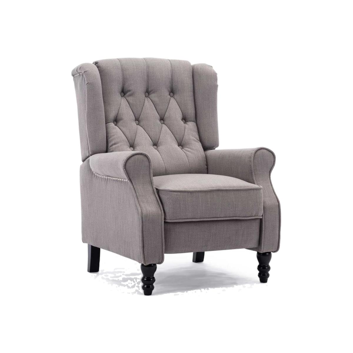 ALTHROP Wing Back Recliner Armchair - Grey Linen / LINEN