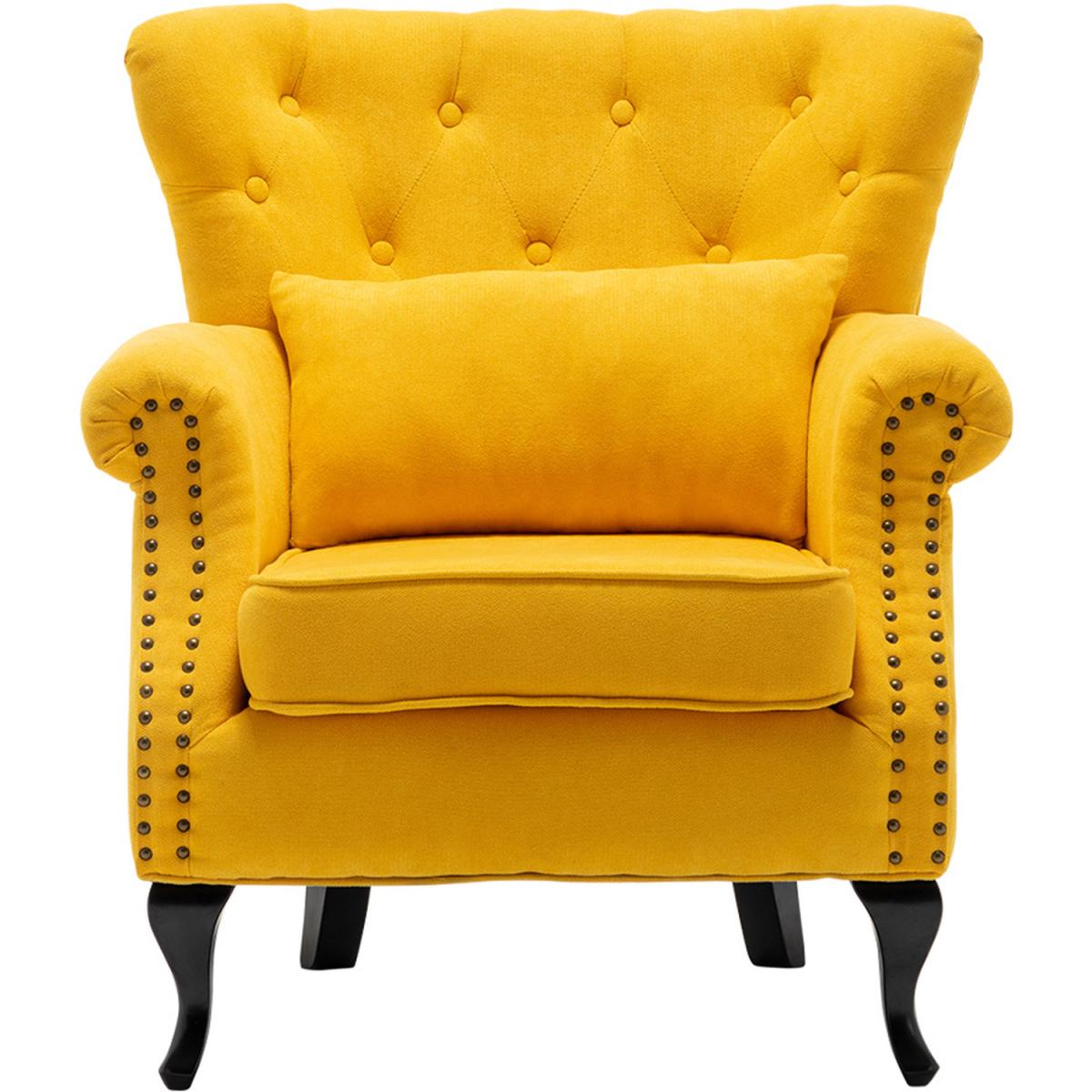 Linen Vintage Armchair - Yellow – image 2