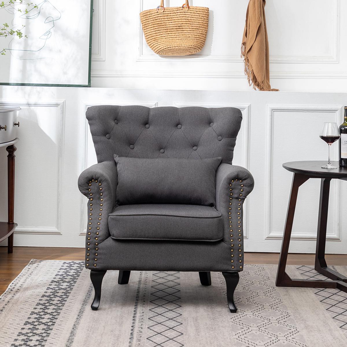 Linen Vintage Armchair - Yellow – image 12
