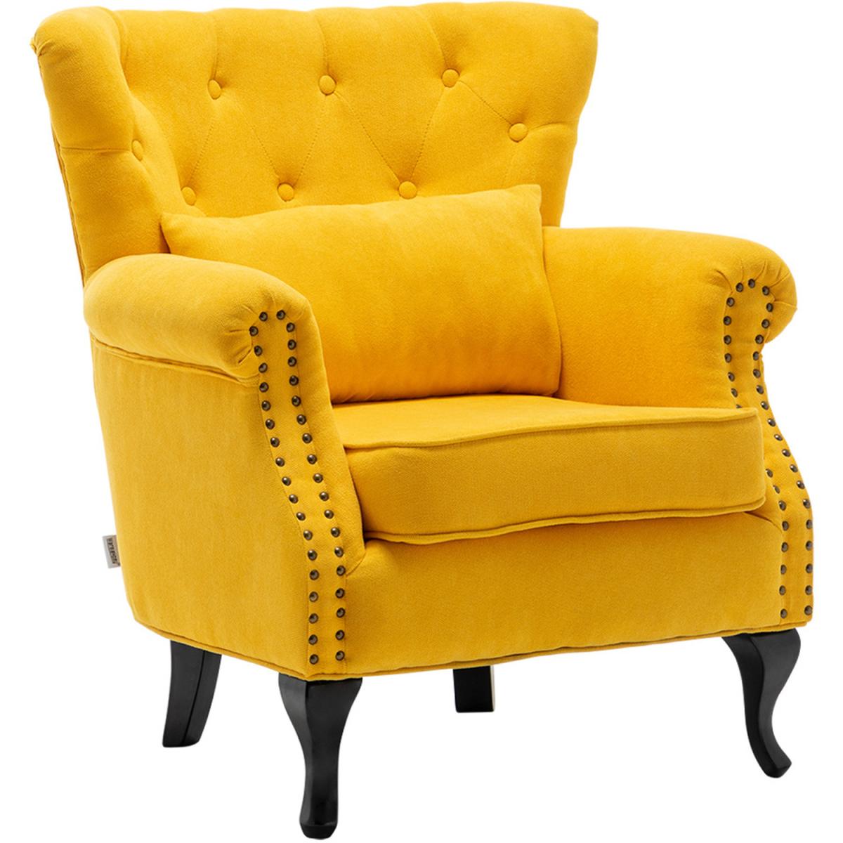 Linen Vintage Armchair - Yellow – image 13