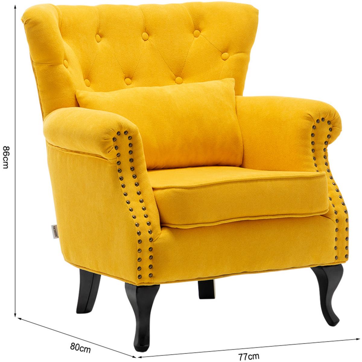 Linen Vintage Armchair - Yellow – image 6