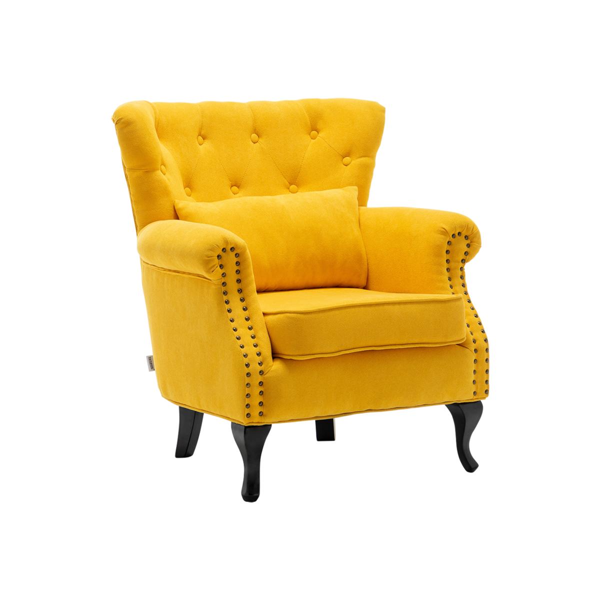Linen Vintage Armchair - Yellow – image 1
