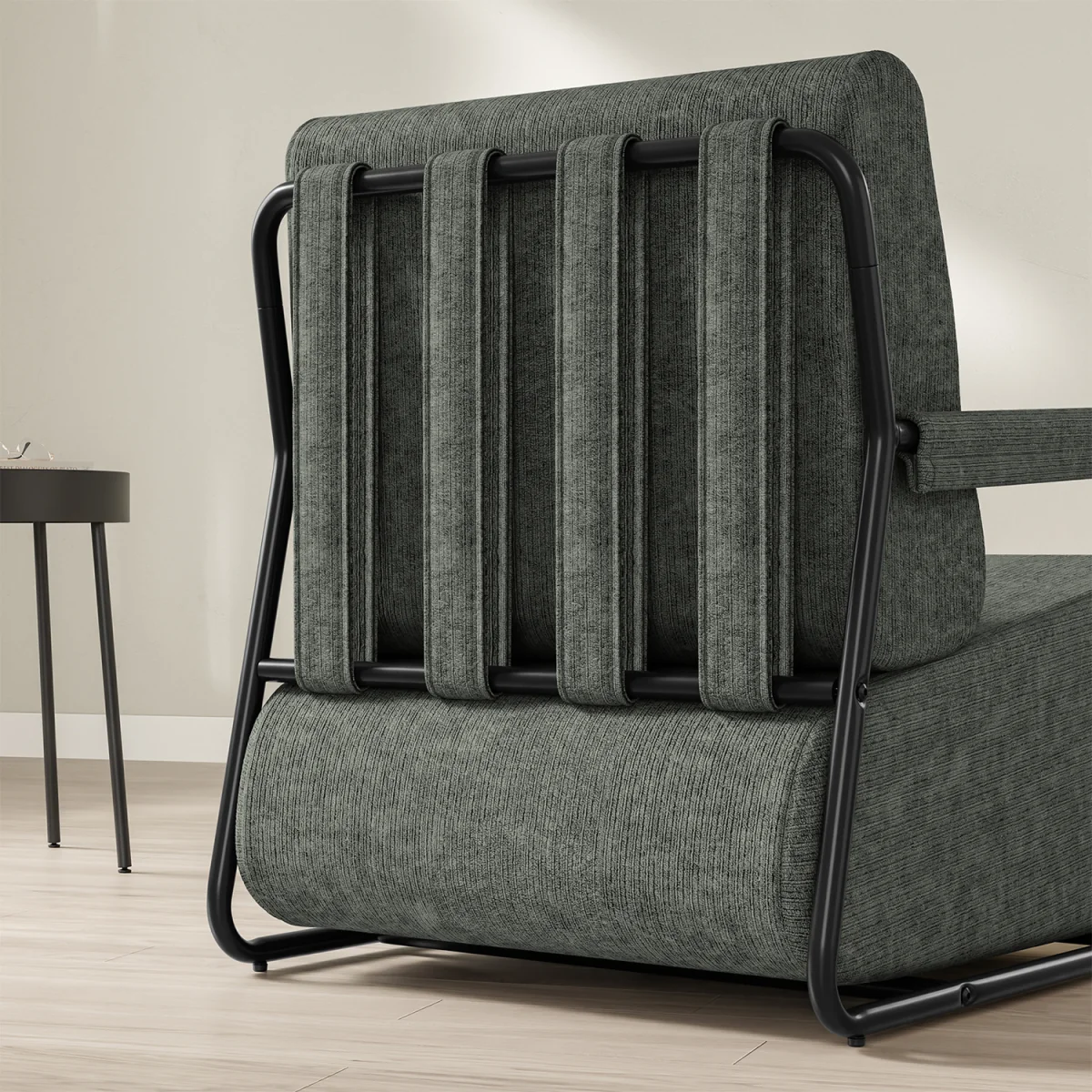 Fabric Armchair with Footstool - Dark Green – image 44