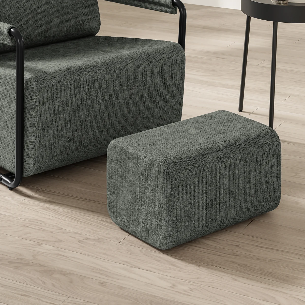 Fabric Armchair with Footstool - Dark Green – image 45