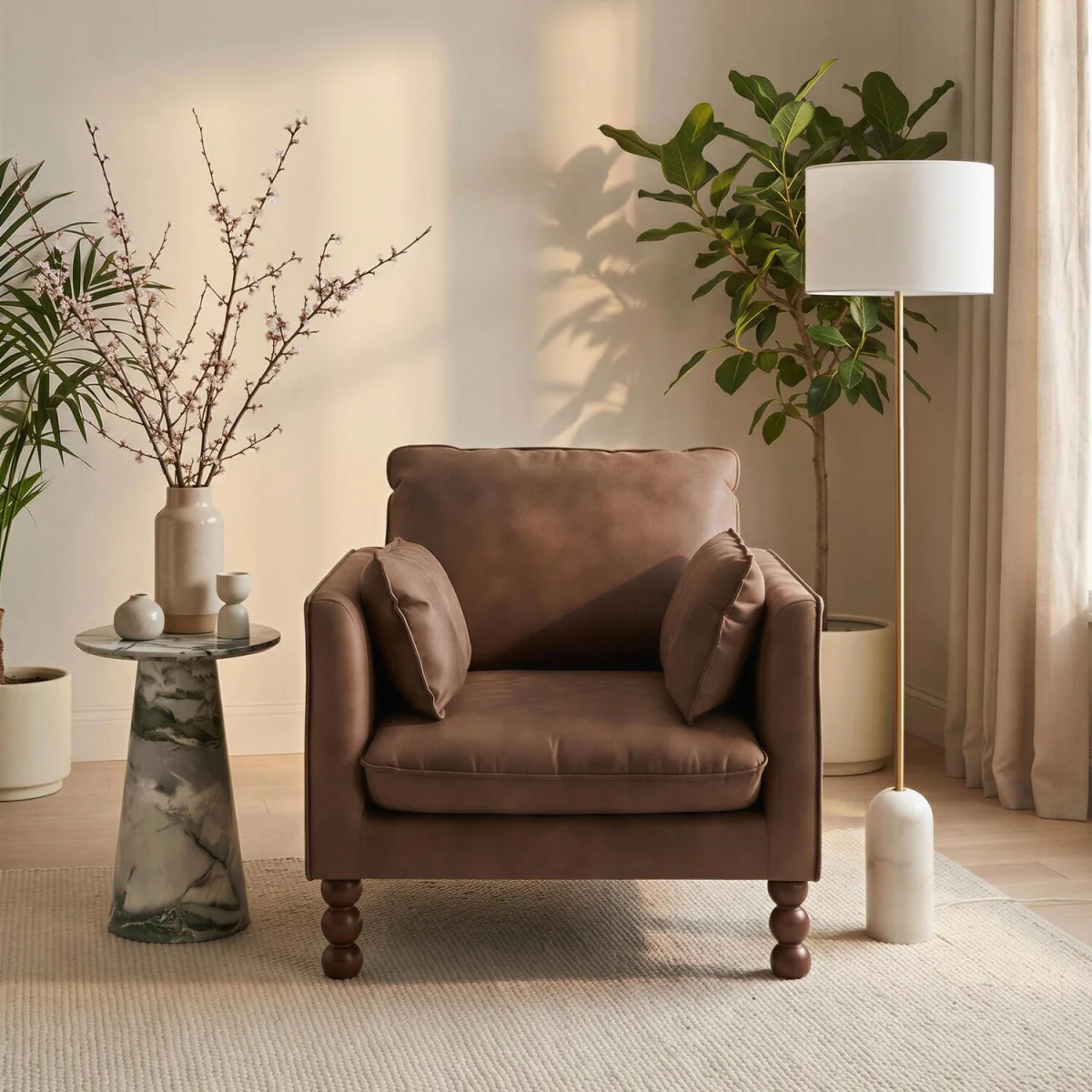 Monroe Faux Leather Armchair - Brown – image 2