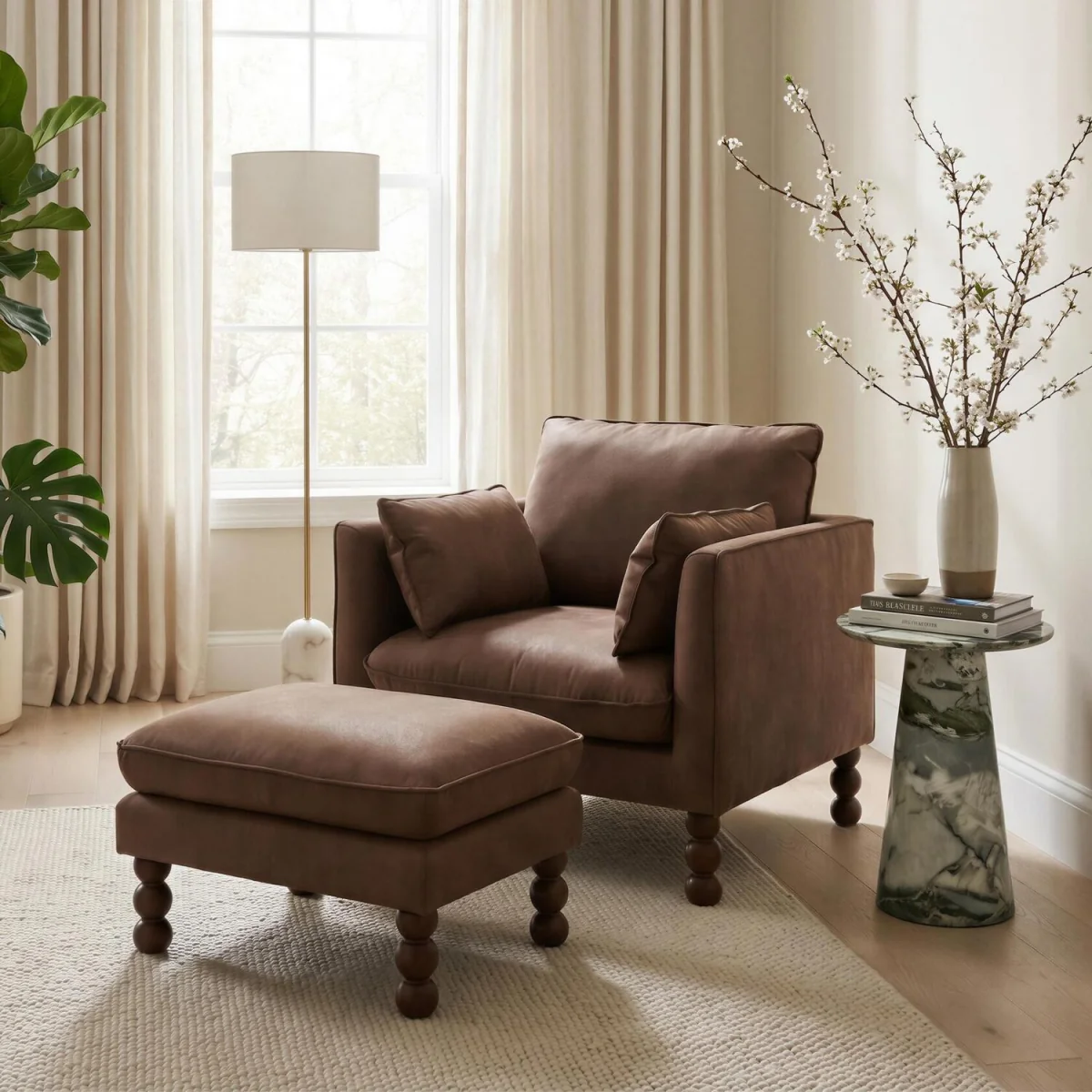 Monroe Faux Leather Armchair - Brown – image 5