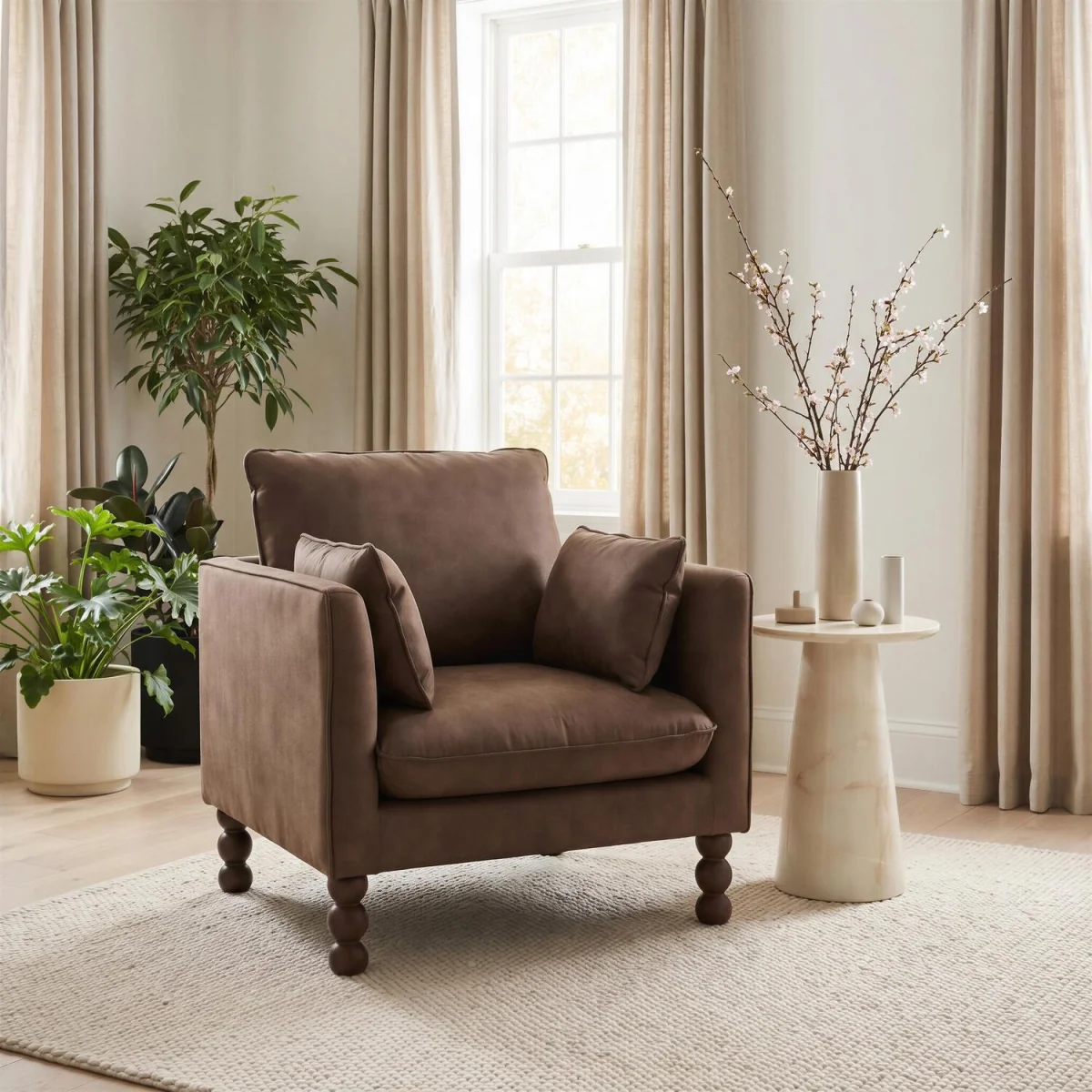Monroe Faux Leather Armchair - Brown – image 1