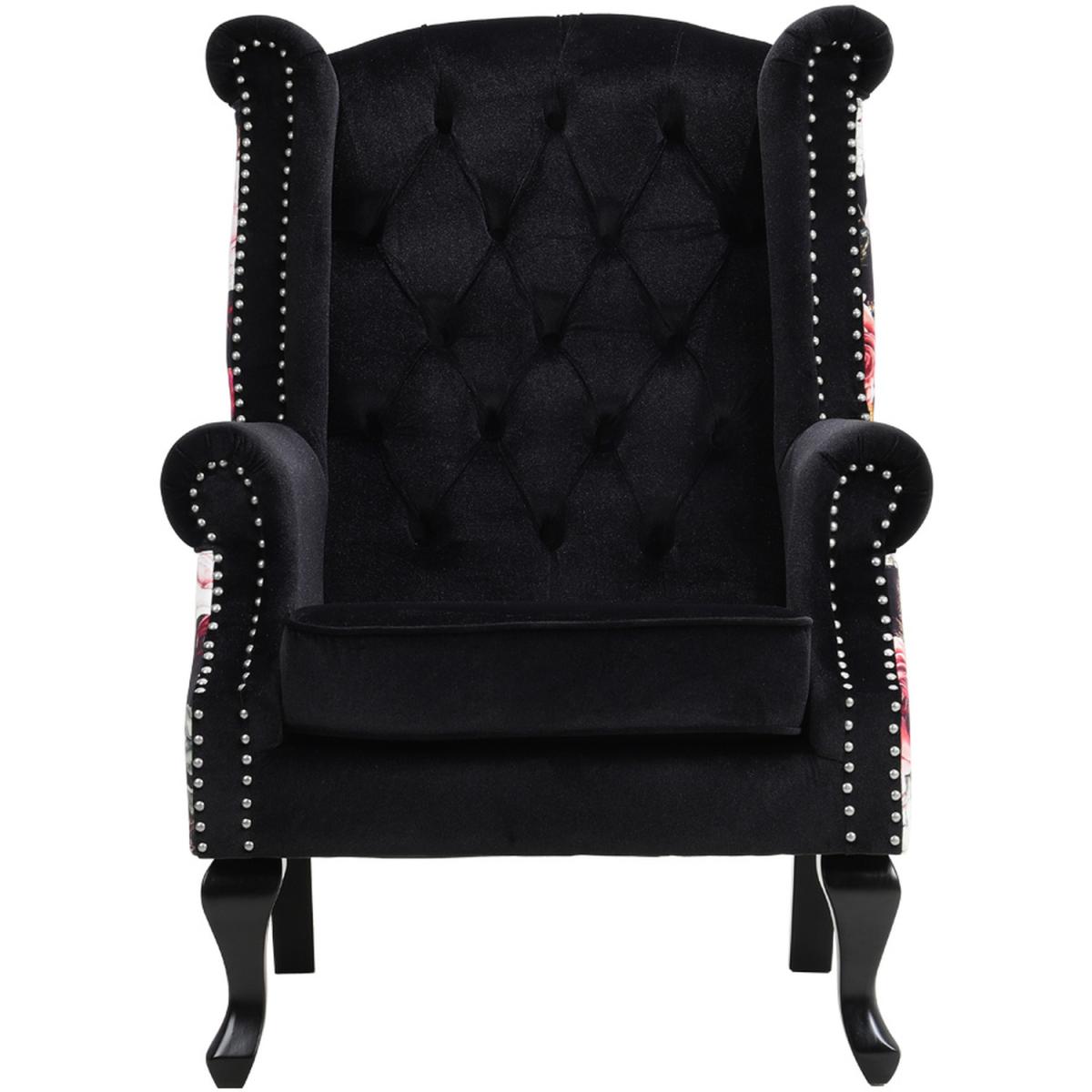 Tufted Accent Arm Chair with Nailhead Trim - Black – image 2