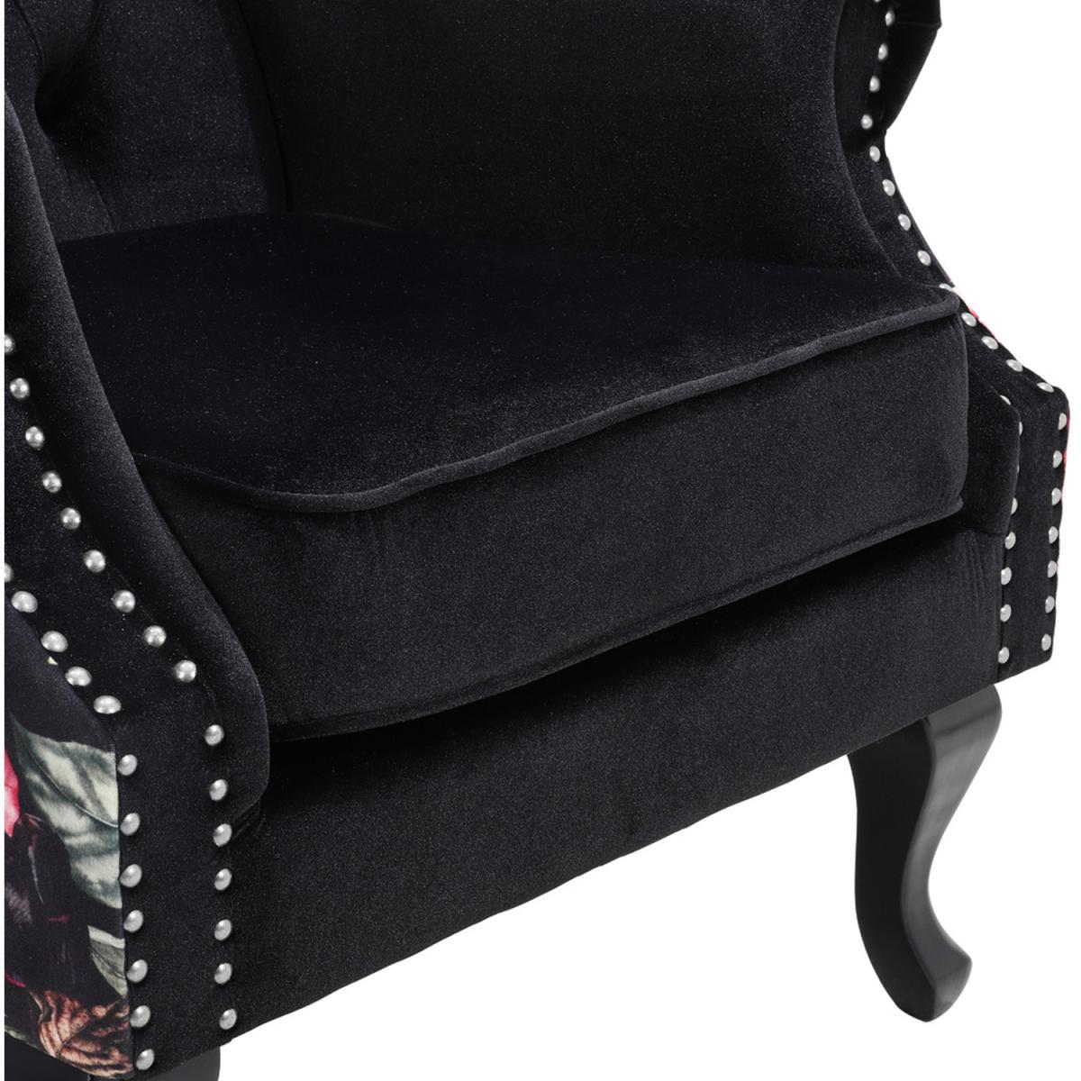 Tufted Accent Arm Chair with Nailhead Trim - Black – image 4