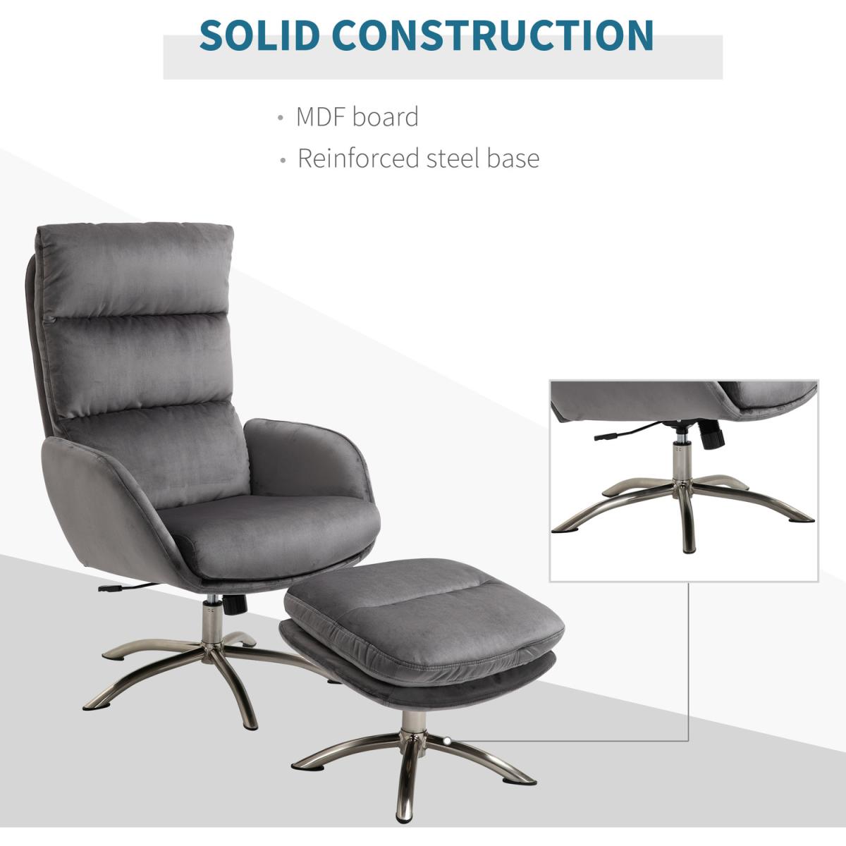 Leisure Chair and Ottoman - Grey – image 3