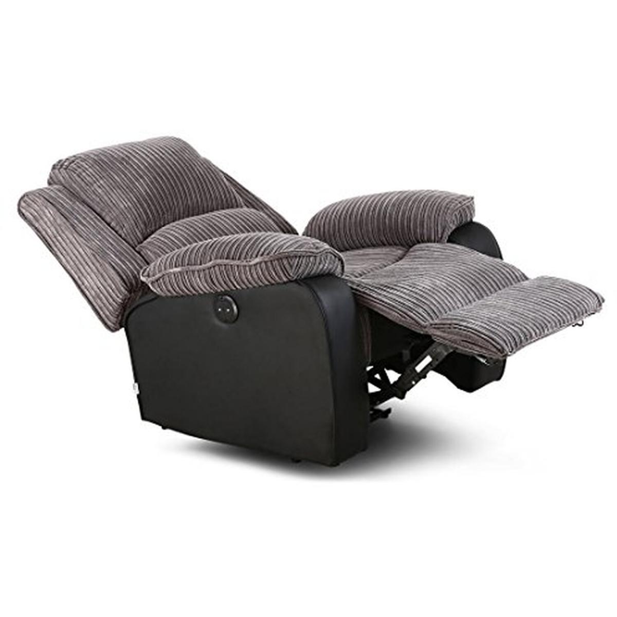 Postana Jumbo Cord Fabric Power Recliner Armchair - Grey / Electric Recliner – image 2