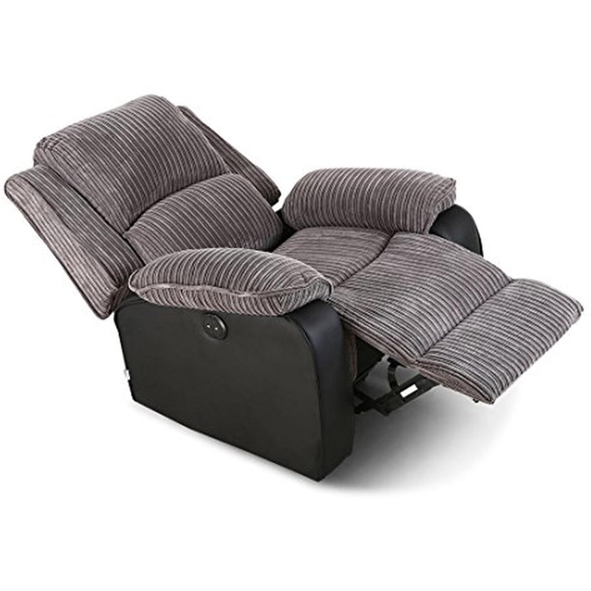 Postana Jumbo Cord Fabric Power Recliner Armchair - Grey / Electric Recliner – image 3