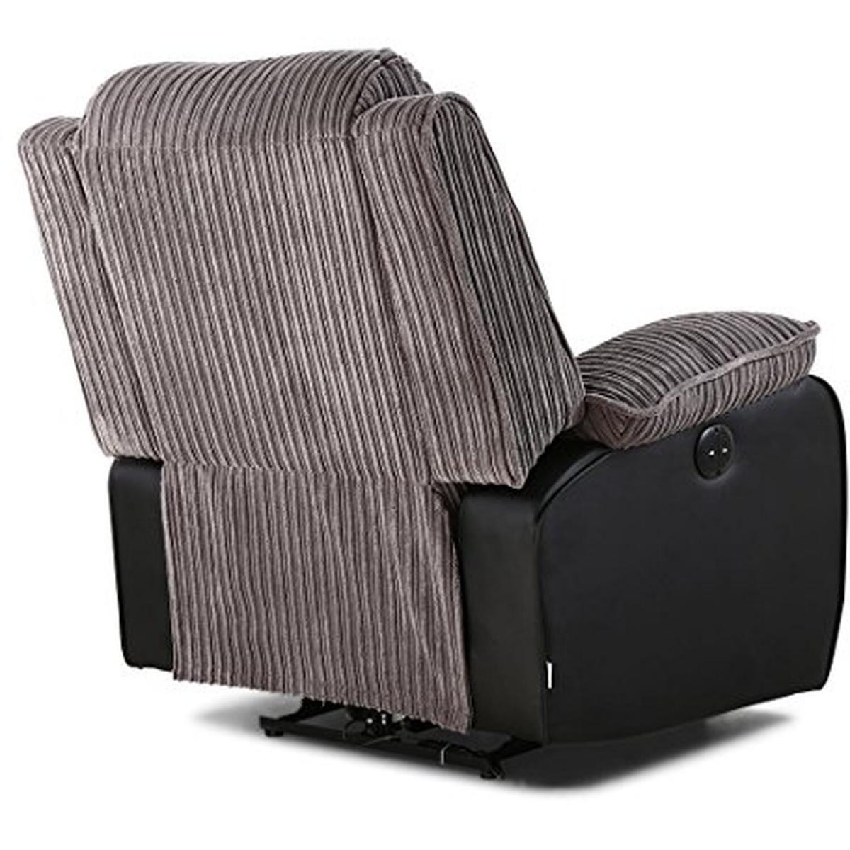 Postana Jumbo Cord Fabric Power Recliner Armchair - Grey / Electric Recliner – image 4