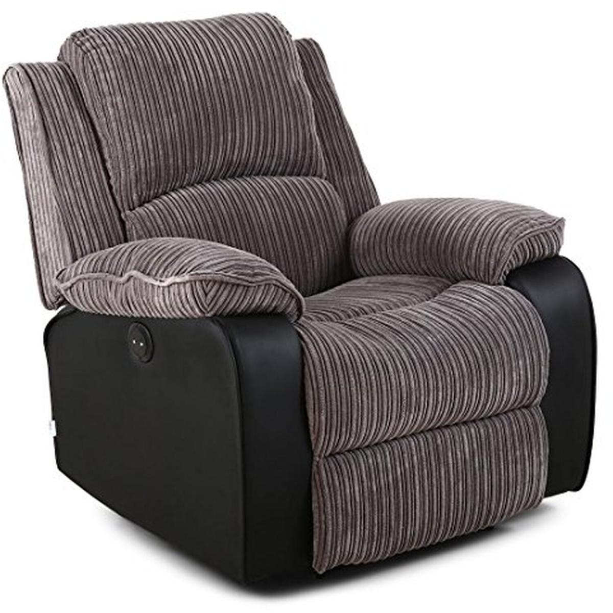 Postana Jumbo Cord Fabric Power Recliner Armchair - Grey / Electric Recliner – image 5
