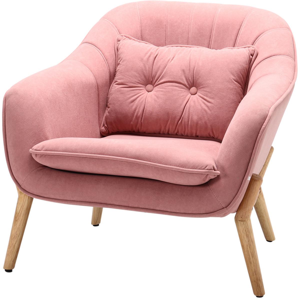 Upholstered Scalloped Shell Cushion Velvet Armchair - Pink – image 2