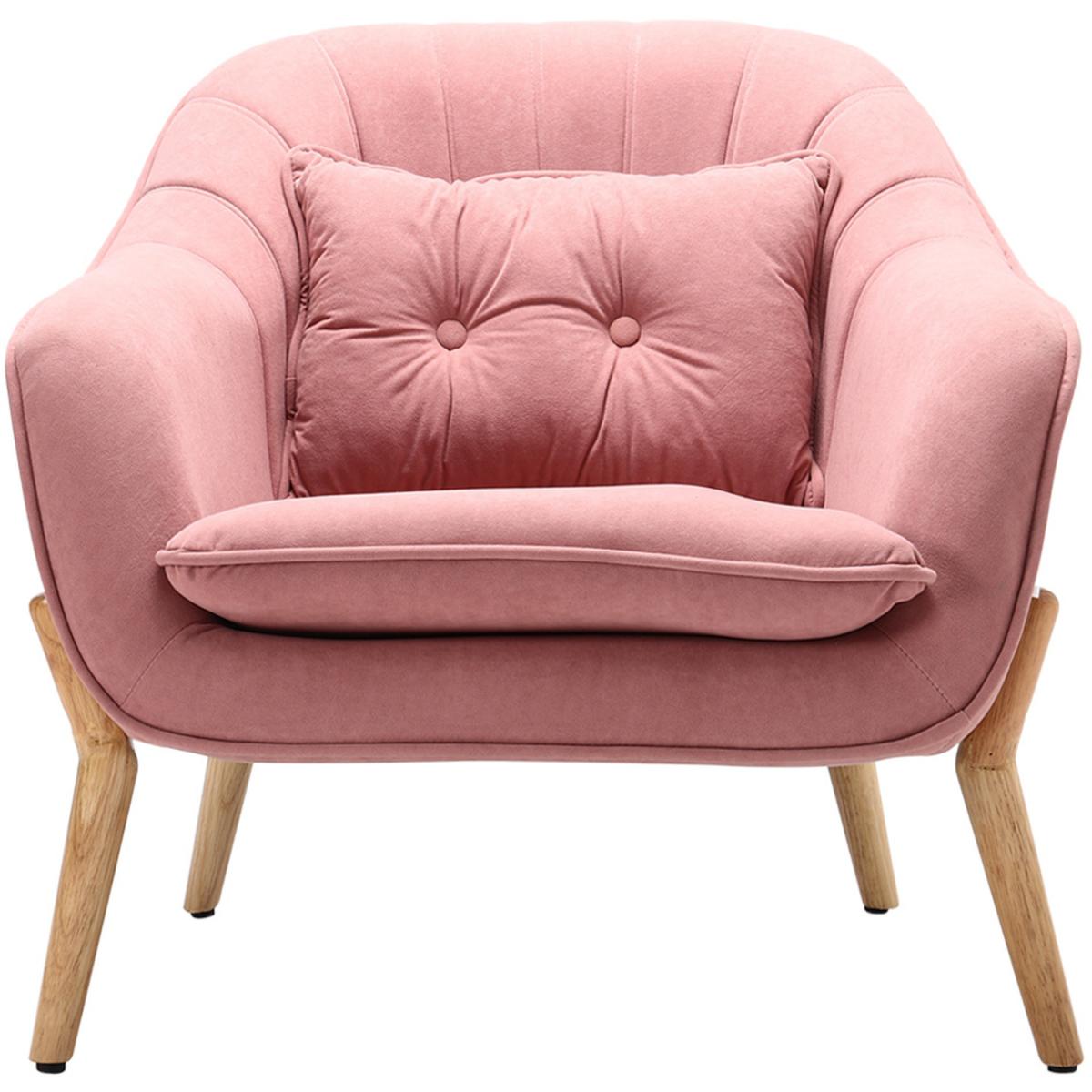 Upholstered Scalloped Shell Cushion Velvet Armchair - Pink – image 3