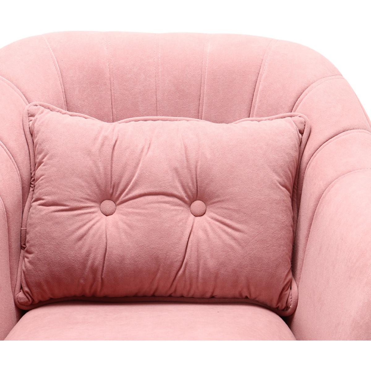 Upholstered Scalloped Shell Cushion Velvet Armchair - Pink – image 4