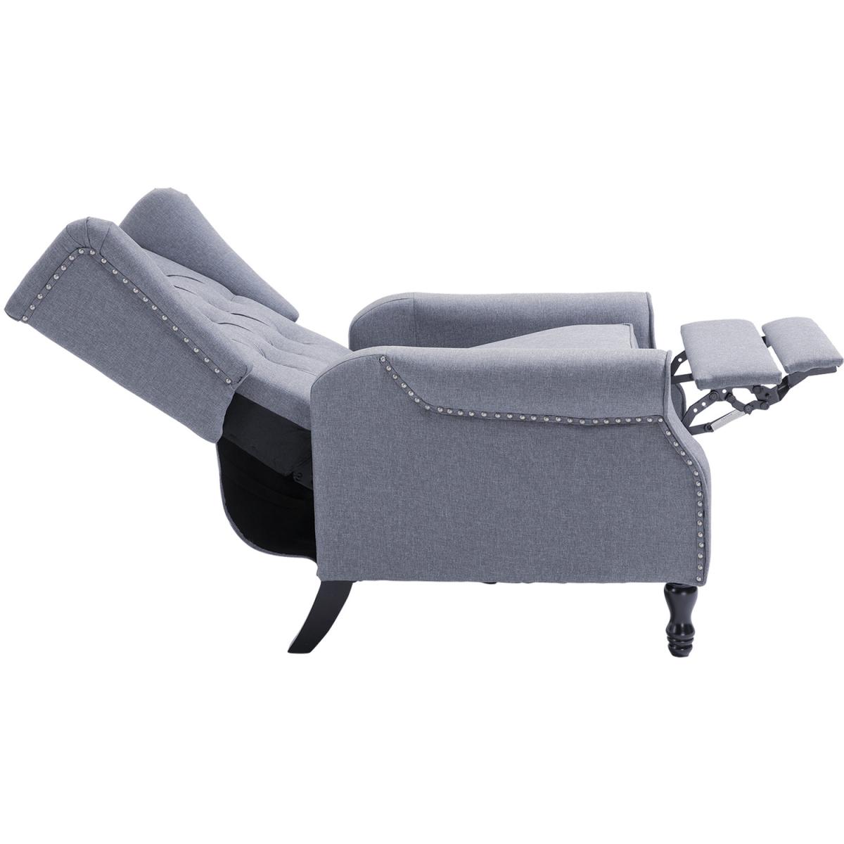 Recliner Armchair Wingback Chair with Button Tufted Back - Grey – image 3