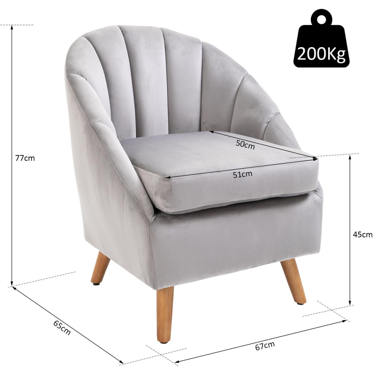 Velvet Single Armchair - Grey – image 15