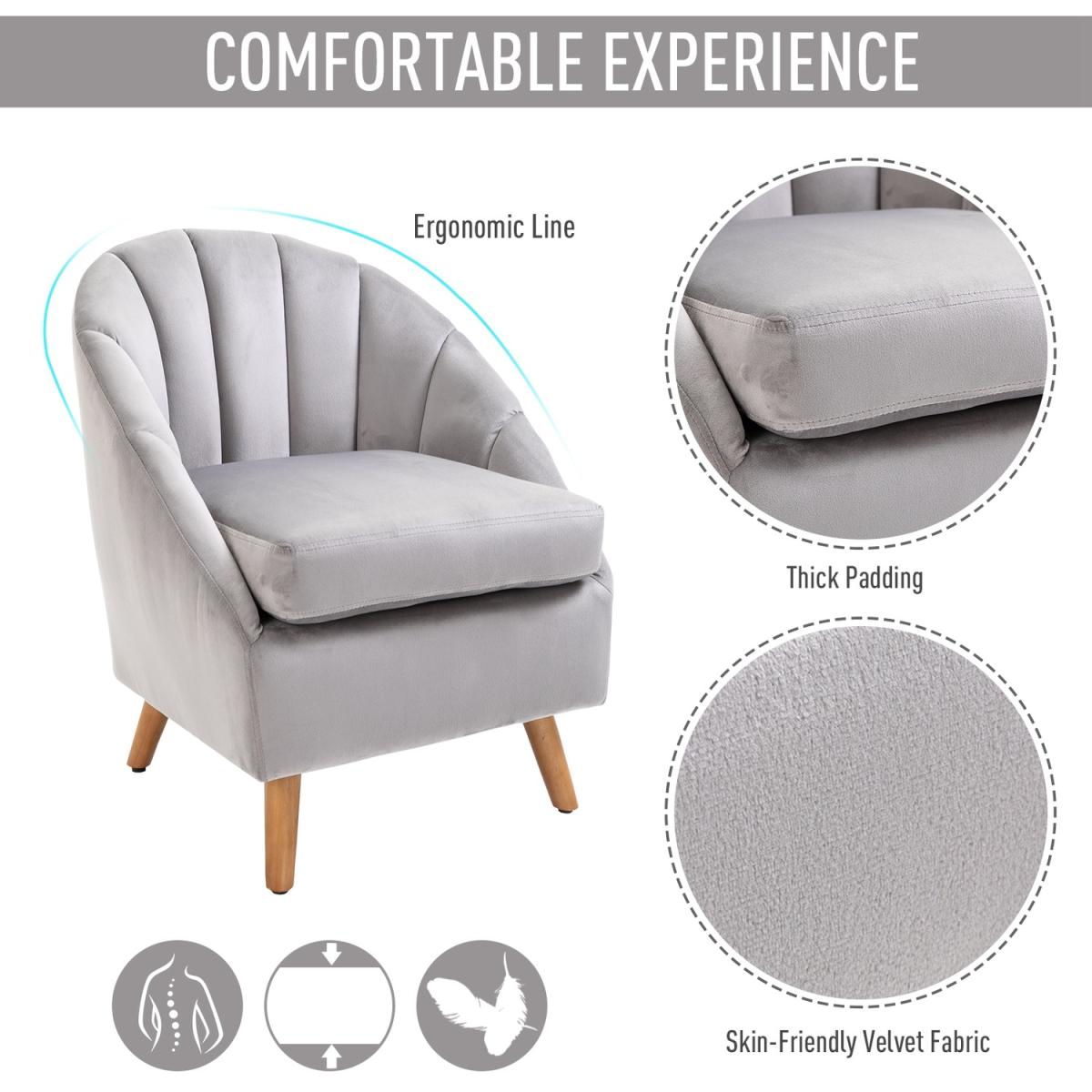 Velvet Single Armchair - Grey – image 16