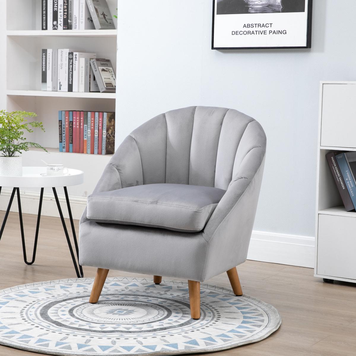 Velvet Single Armchair - Grey – image 19