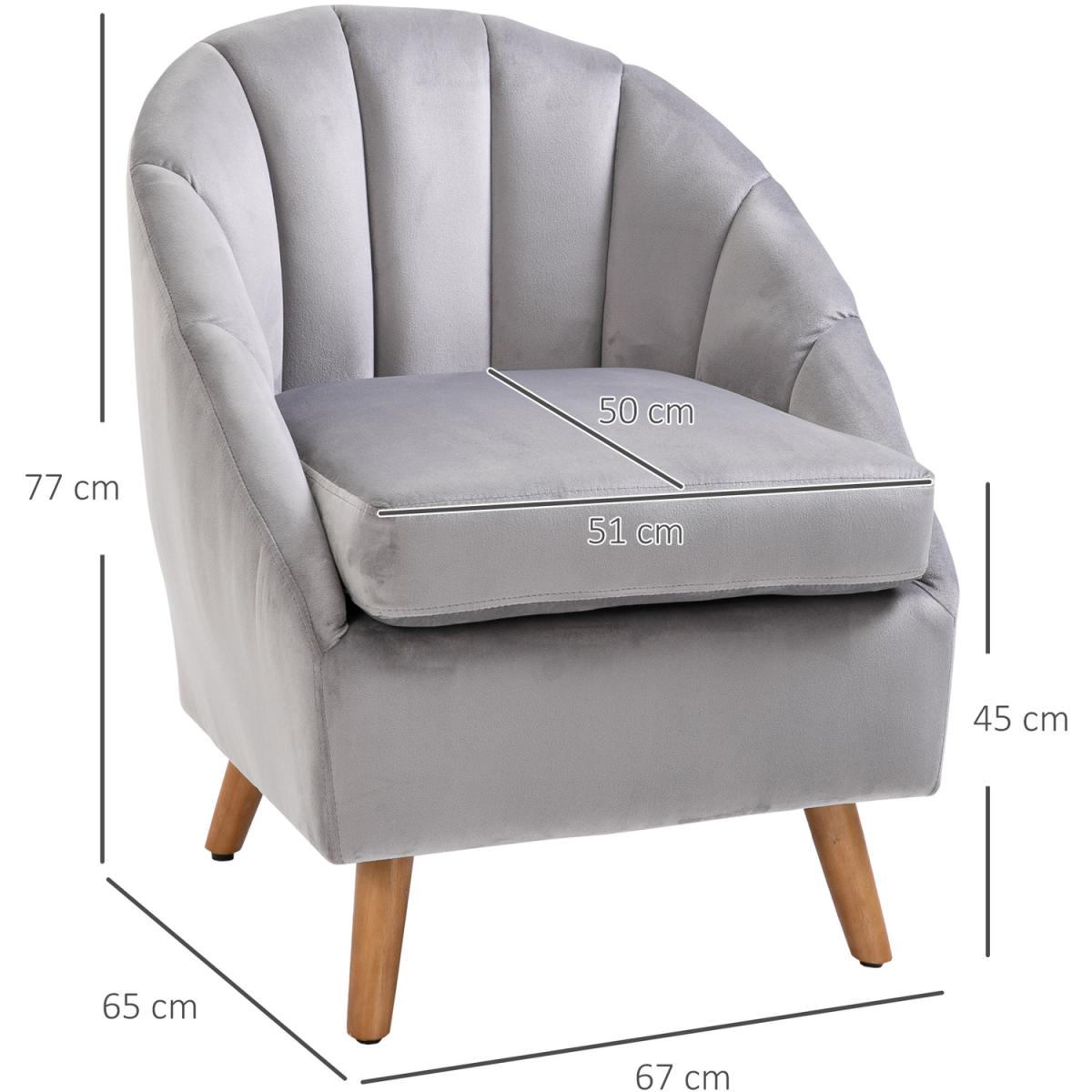 Velvet Single Armchair - Grey – image 8