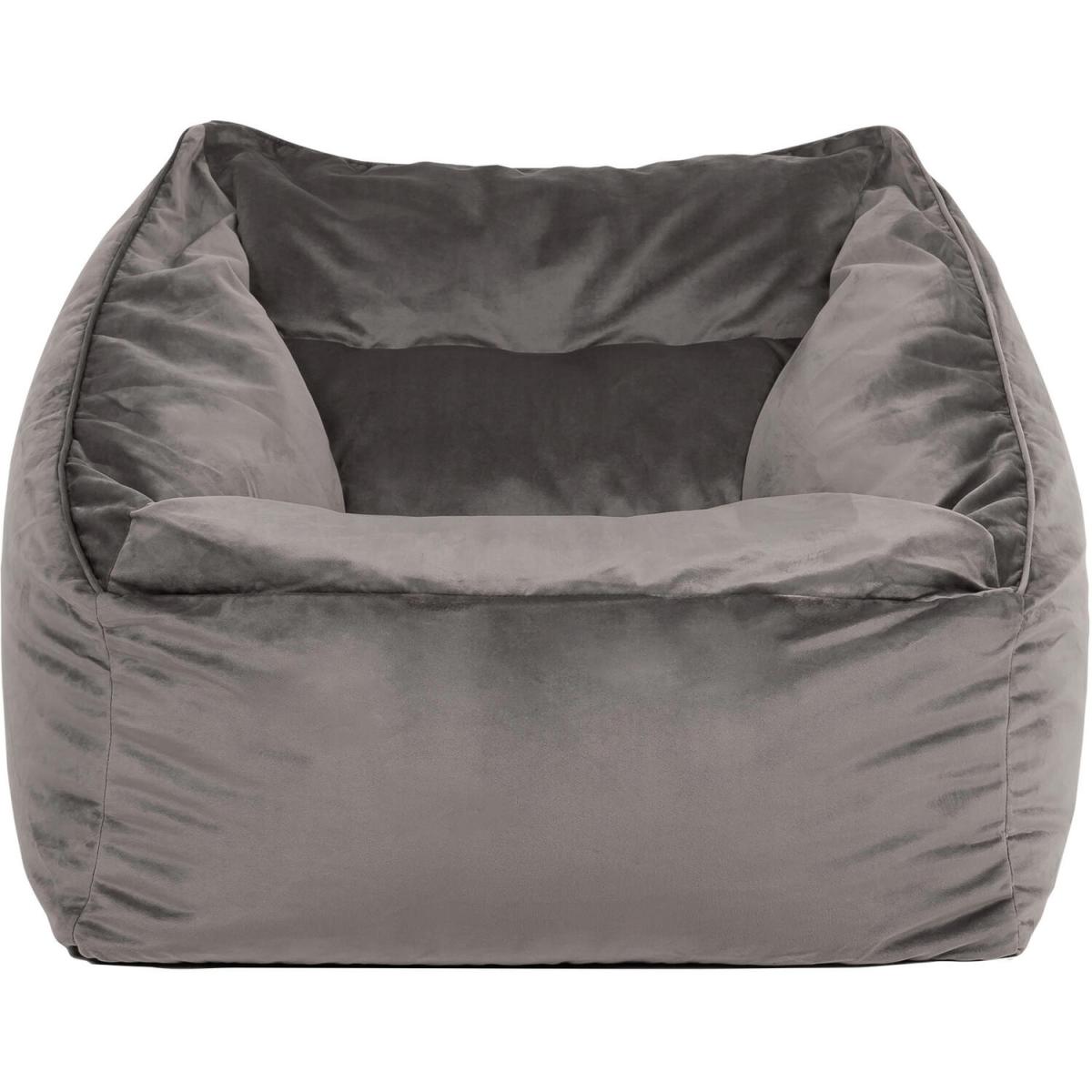 icon Giant Velvet Armchair Bean Bag with Footstool - Charcoal Grey – image 4