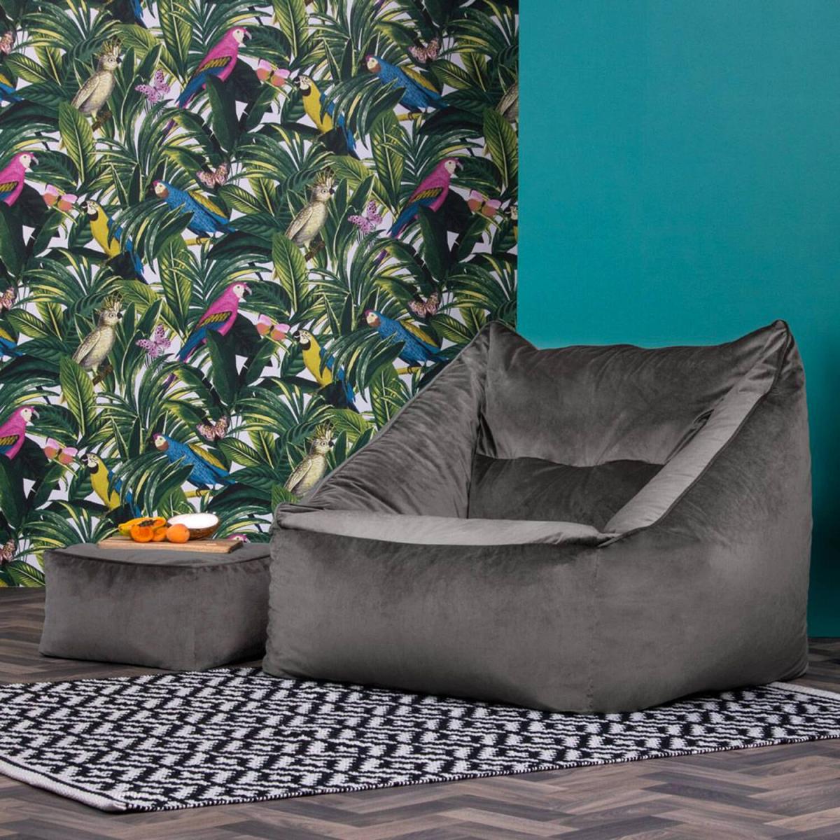 icon Giant Velvet Armchair Bean Bag with Footstool - Charcoal Grey – image 7