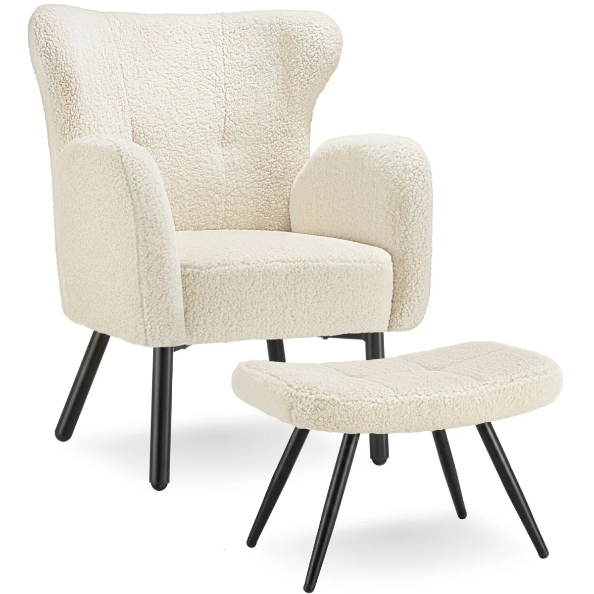 Armchair with ottoman Vänersborg - Black - Black – image 2