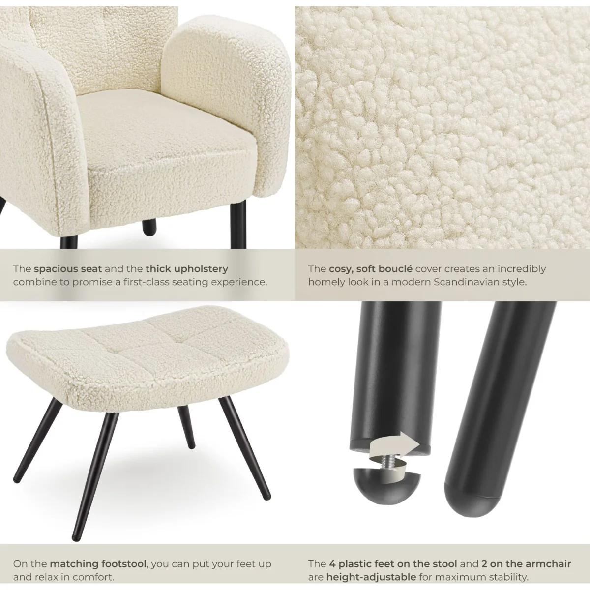 Armchair with ottoman Vänersborg - Black - Black – image 6